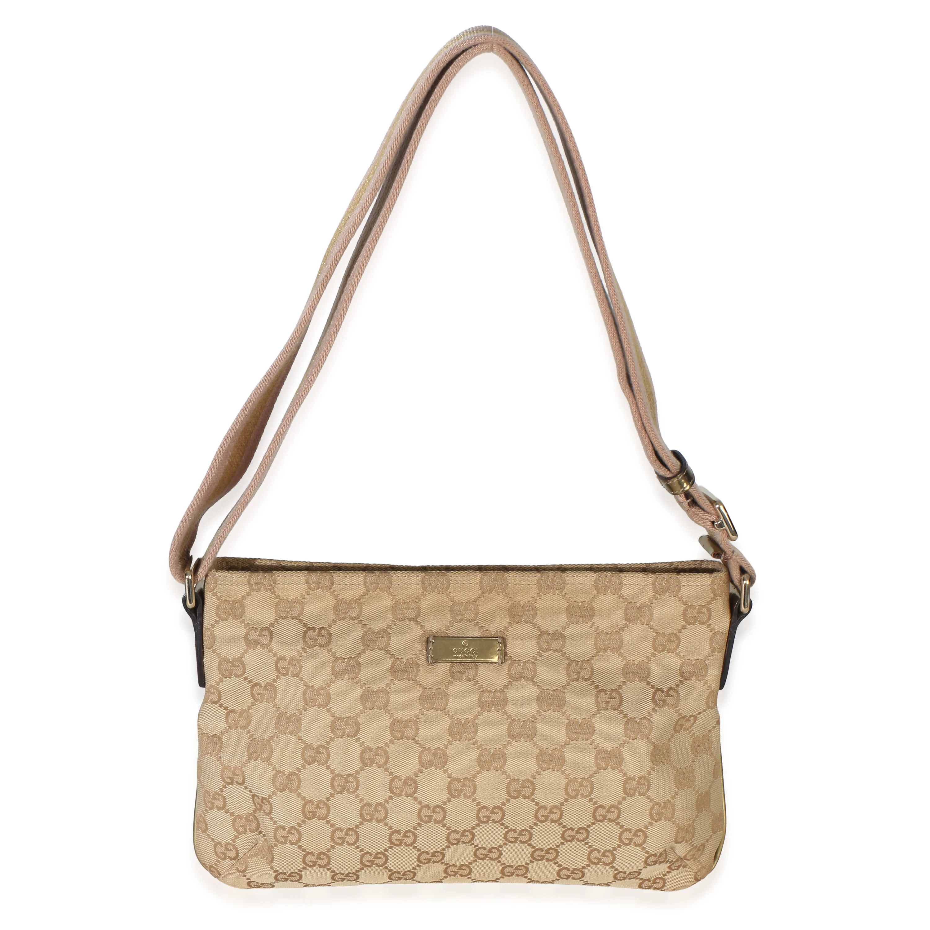Pink Gold GG Canvas Web Small Messenger Bag