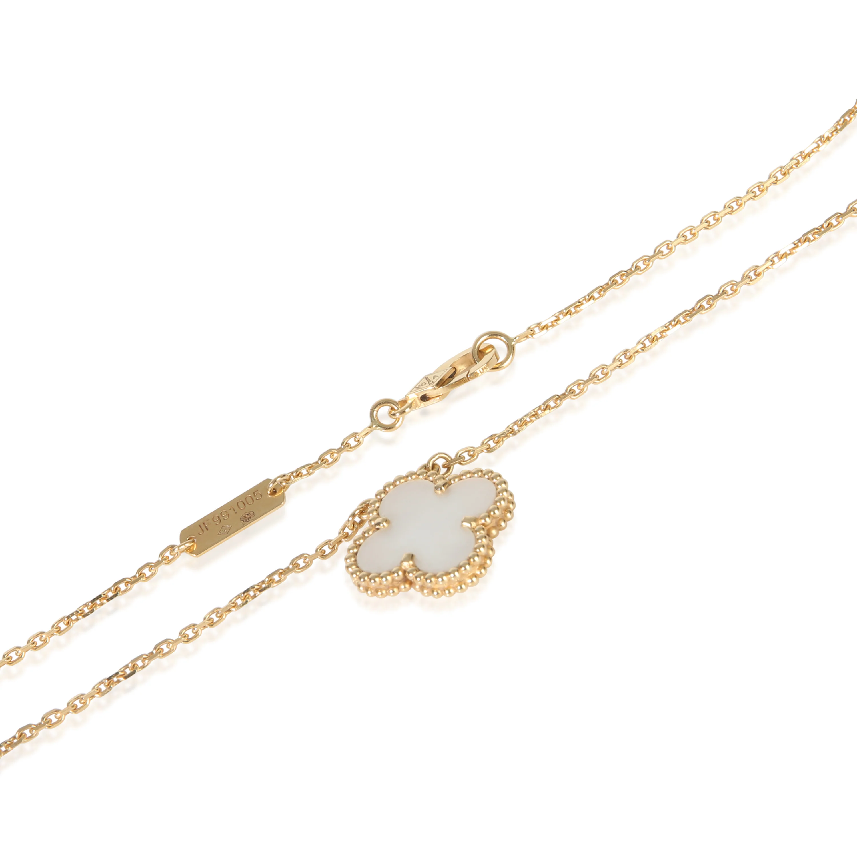 Yellow Gold Mother Of Pearl Vintage Alhambra Pendant - Image 2