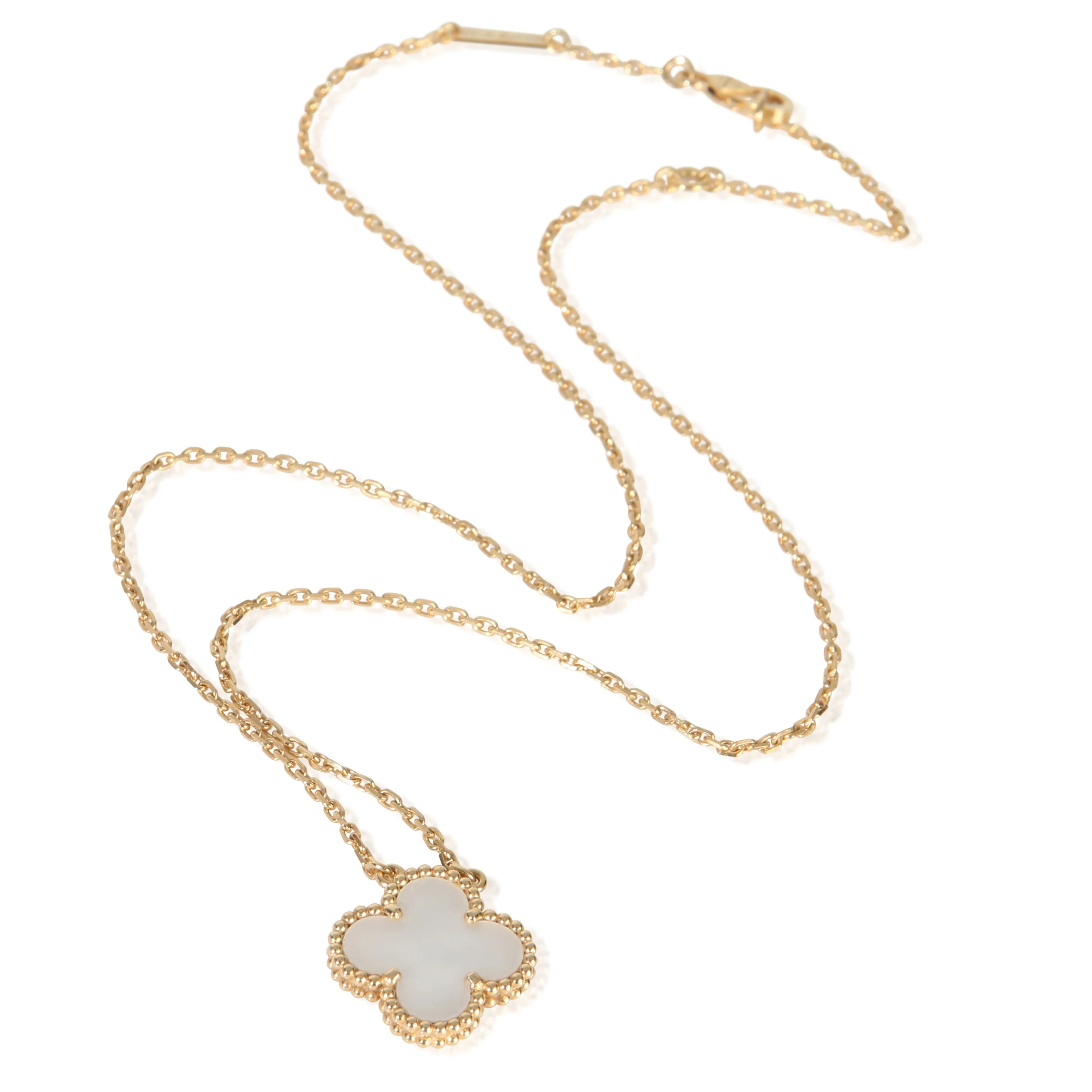 Yellow Gold Mother Of Pearl Vintage Alhambra Pendant - Image 3