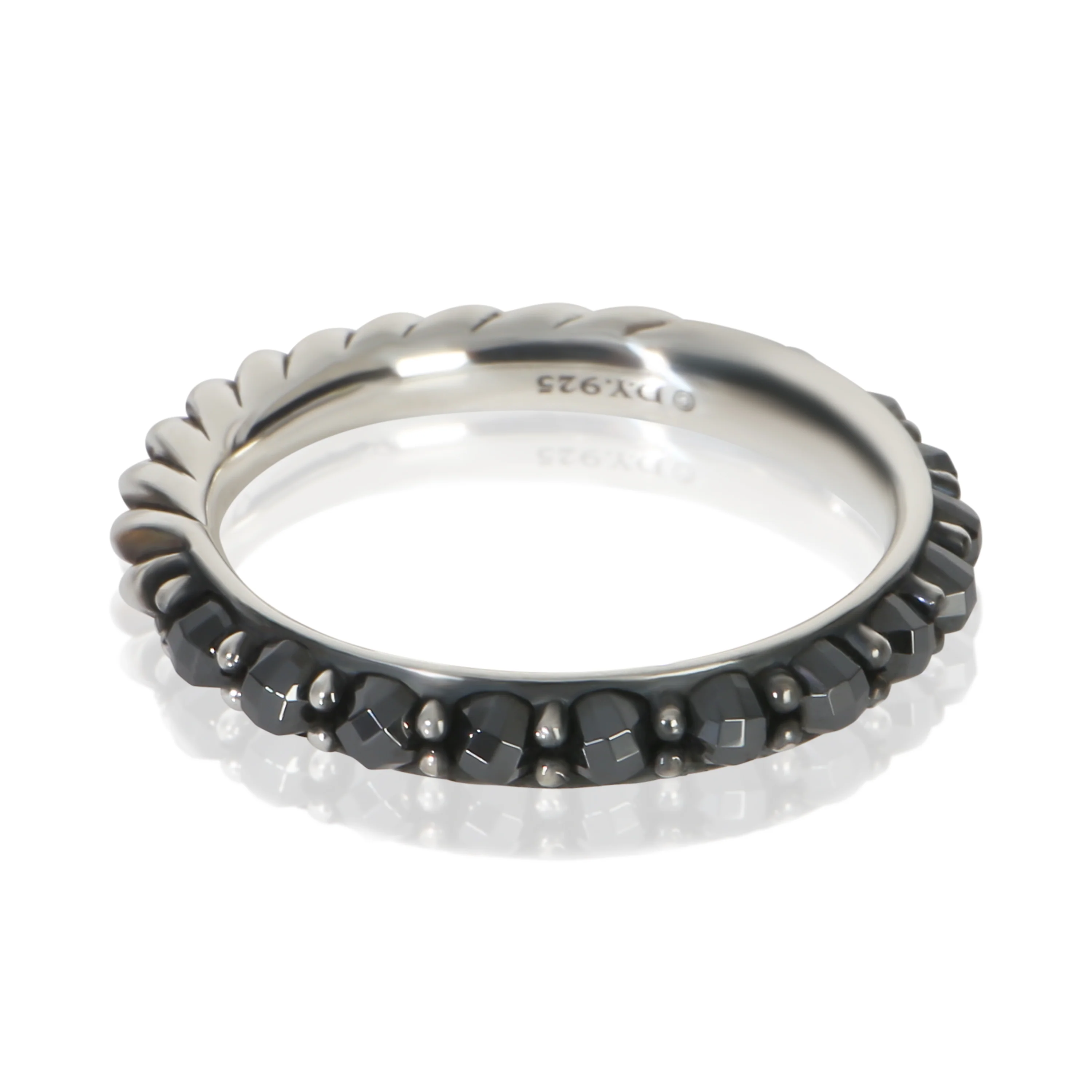 Sterling Silver Hematite Cable Berries Ring