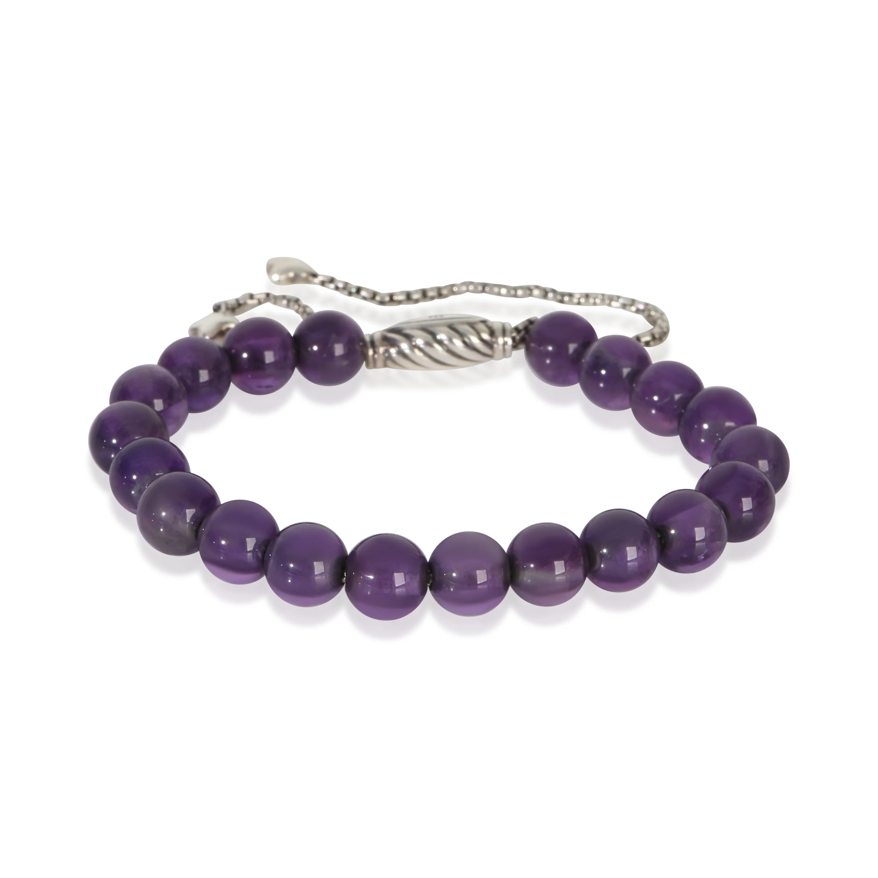 Sterling Silver Amethyst Spiritual Bead Bracelet