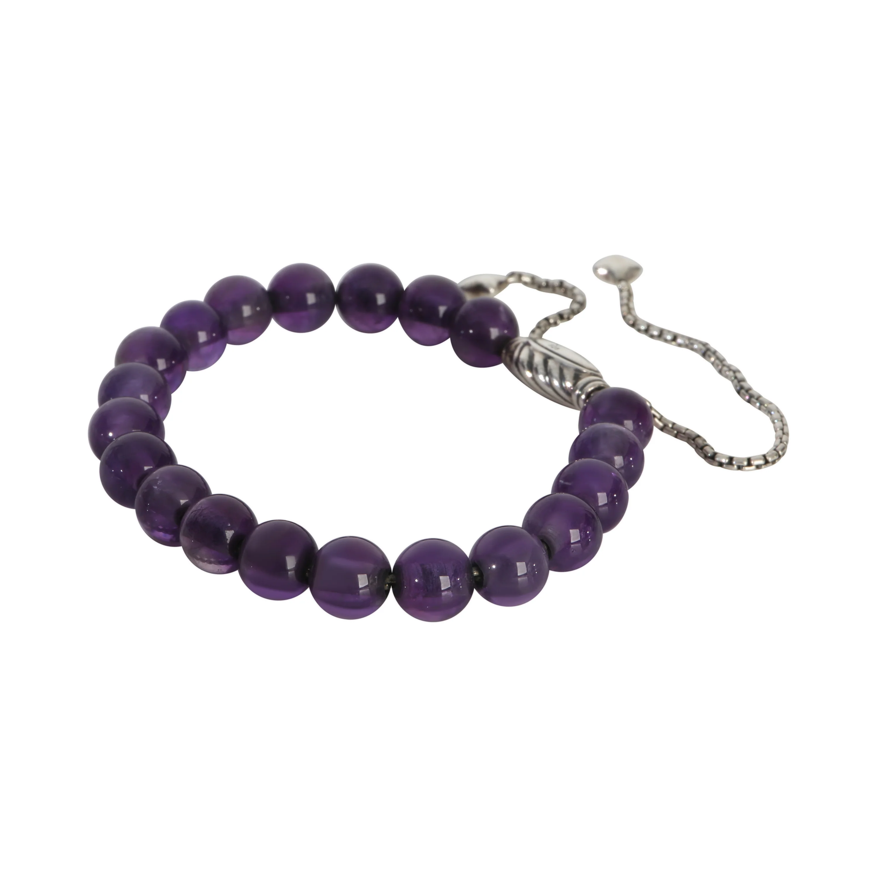 Sterling Silver Amethyst Spiritual Bead Bracelet - Image 2