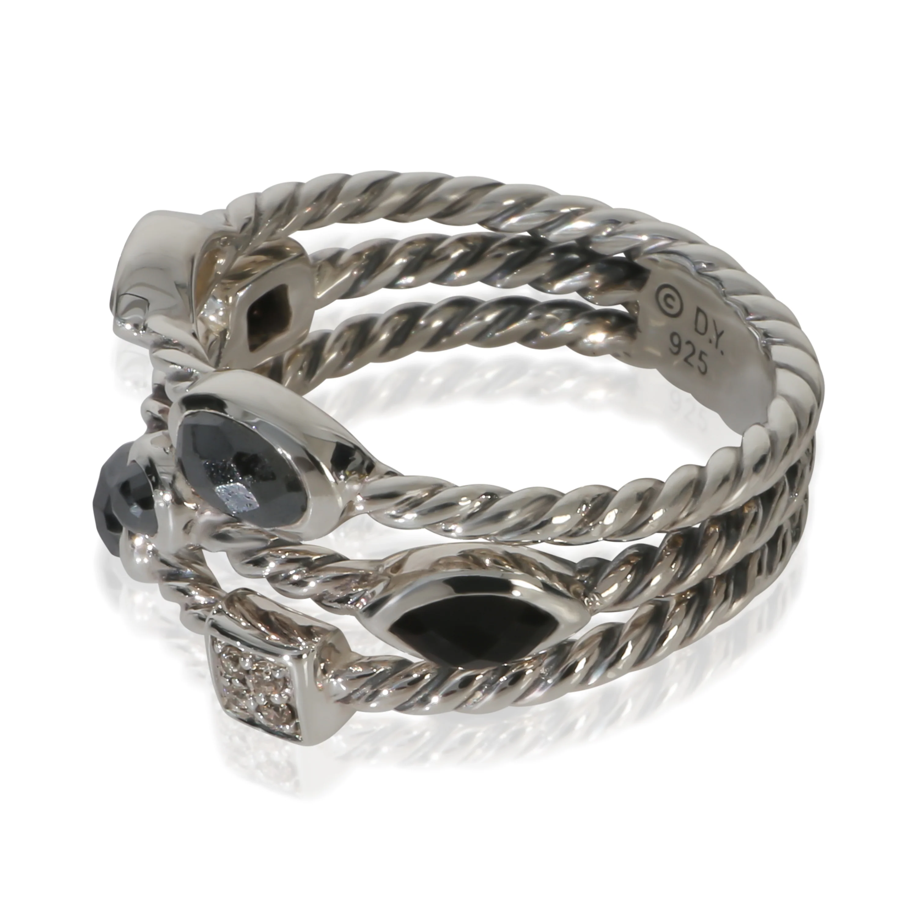 Sterling Silver Hematite and Diamond Confetti Ring - Image 2