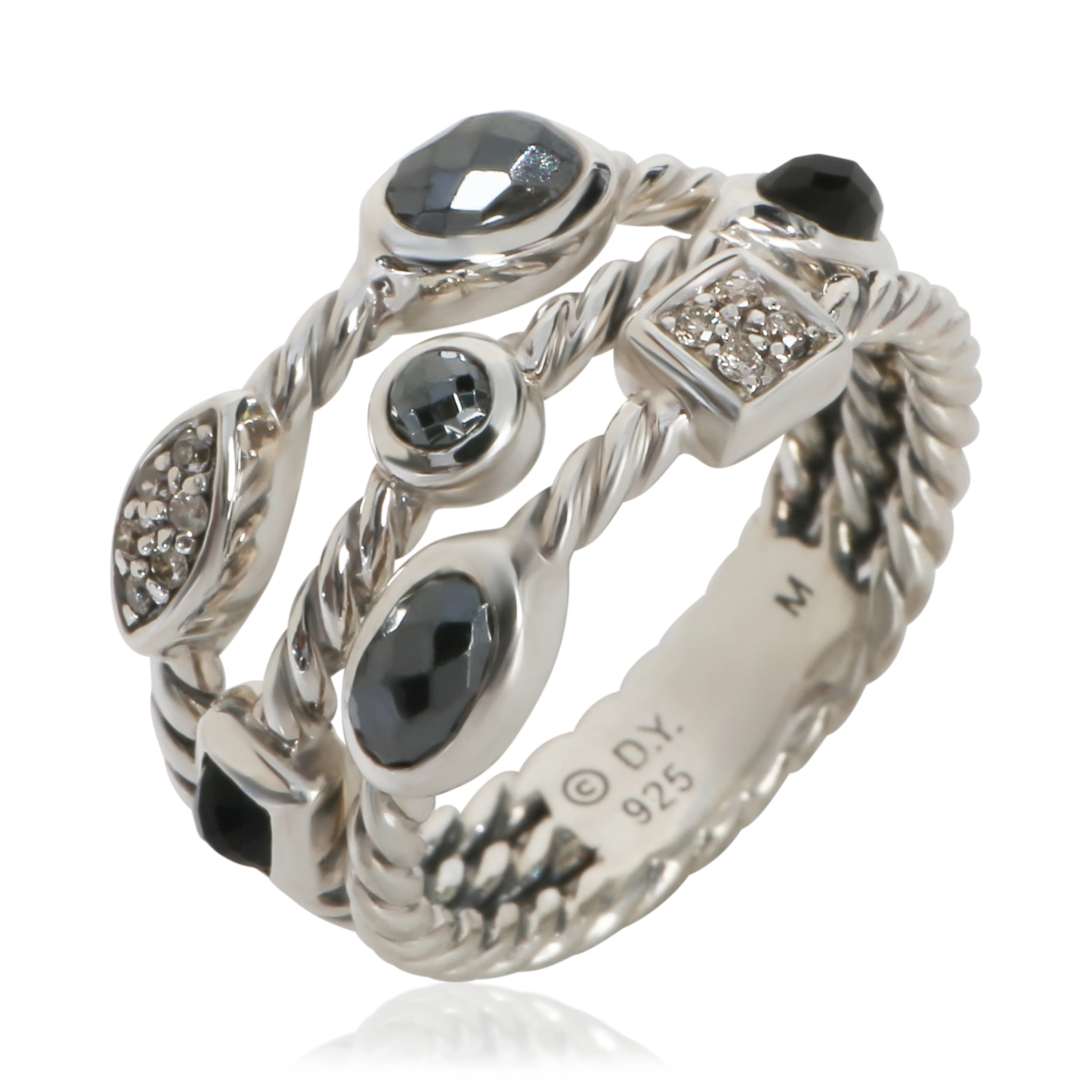 Sterling Silver Hematite and Diamond Confetti Ring - Image 4