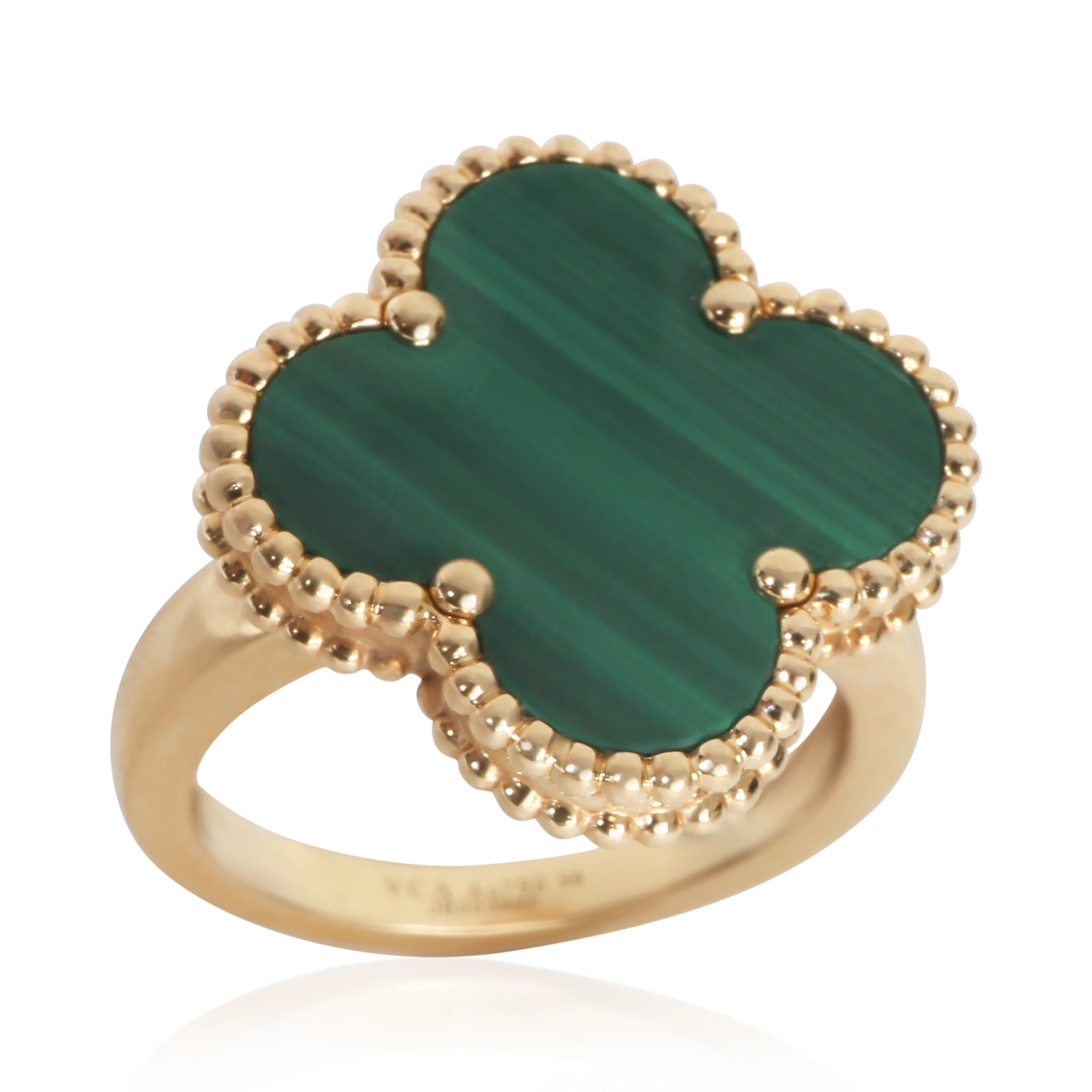 Yellow Gold Malachite Magic Alhambra Ring - Image 5