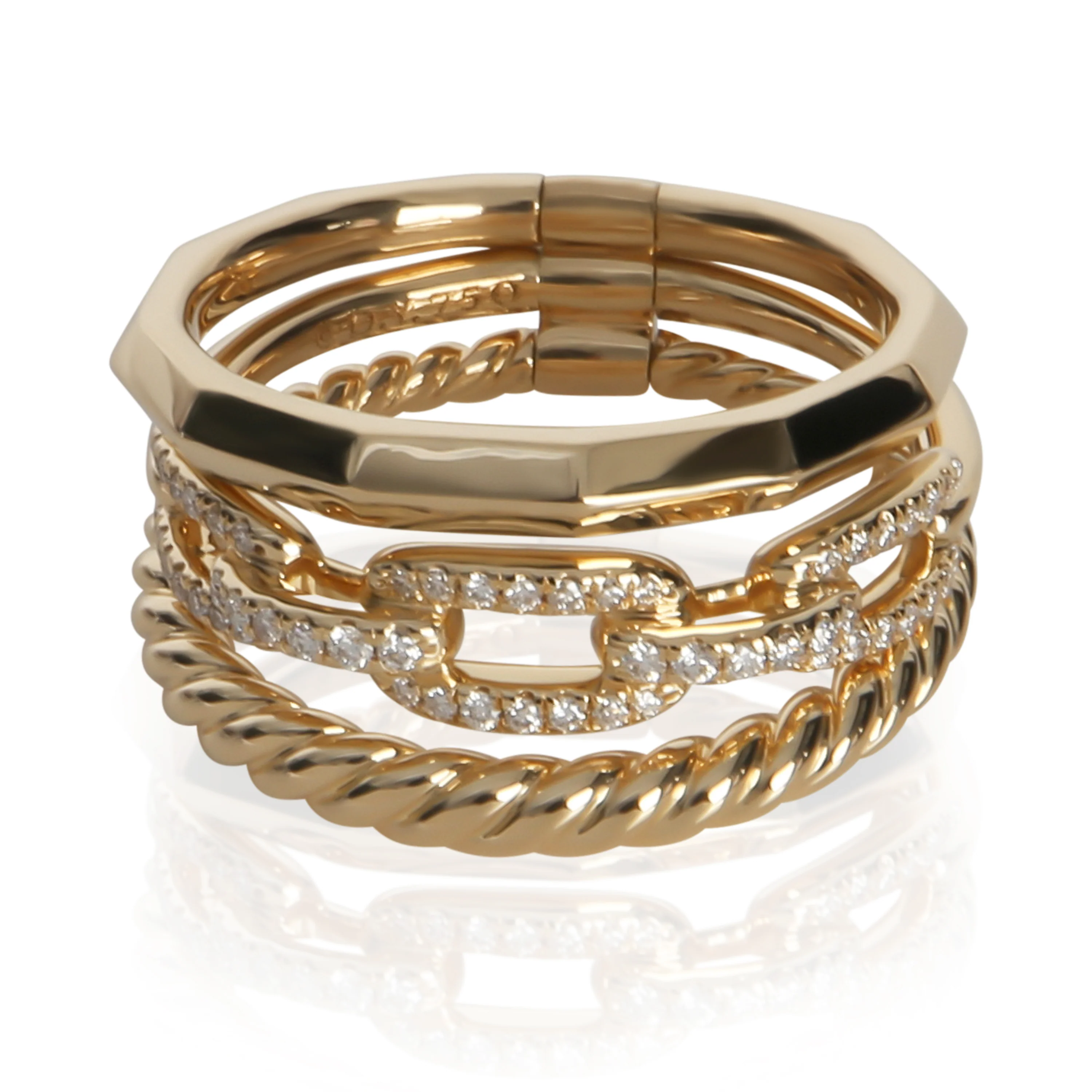 Yellow Gold Diamond Stax Three Row Ring