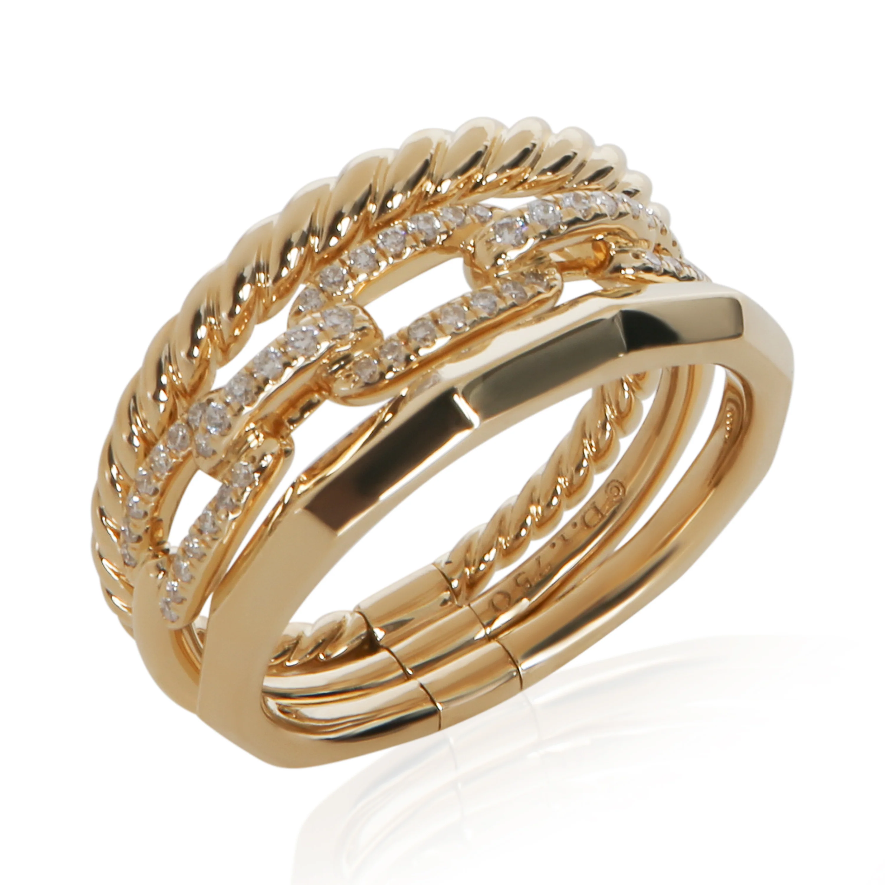 Yellow Gold Diamond Stax Three Row Ring - Image 4