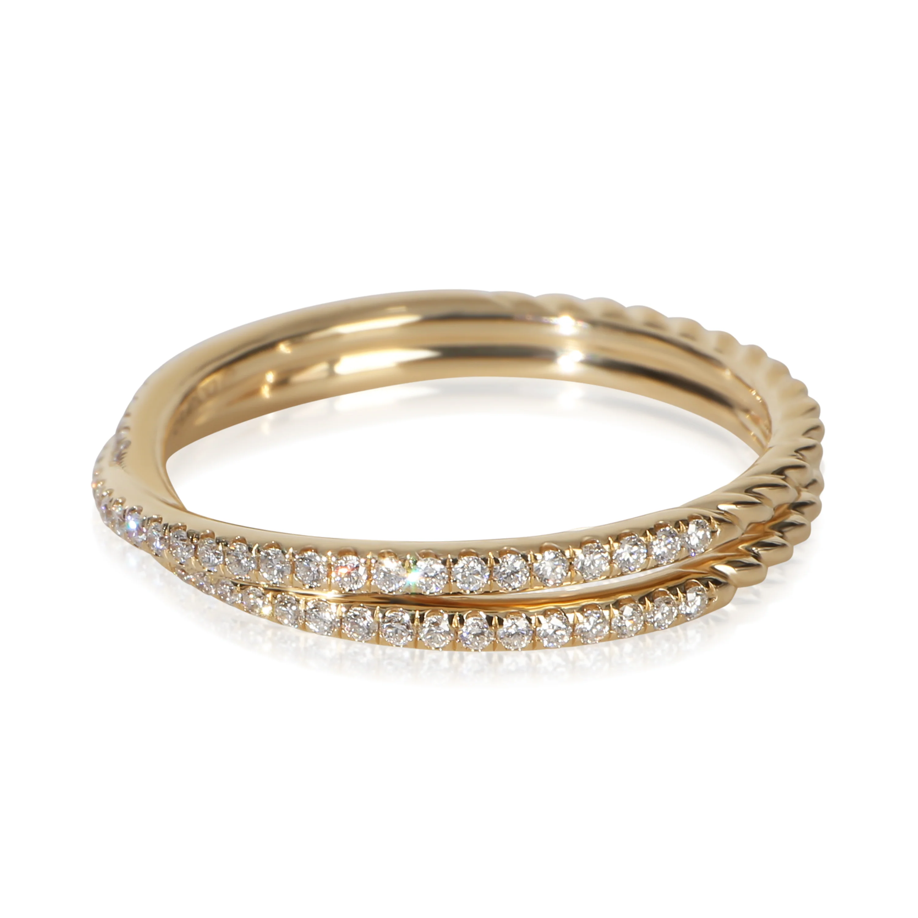Yellow Gold Diamond Crossover Micro Pave Ring - Image 2