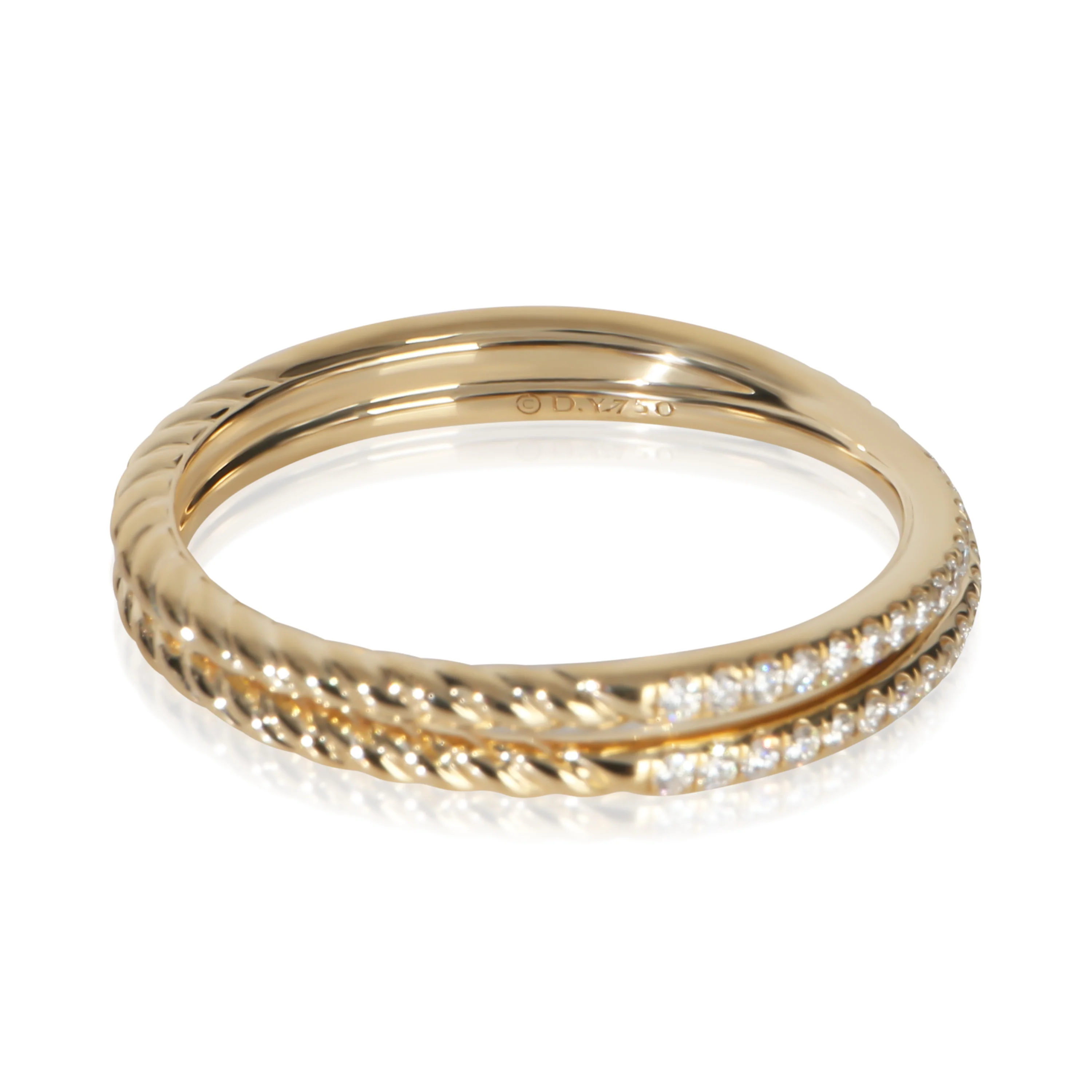 Yellow Gold Diamond Crossover Micro Pave Ring - Image 3