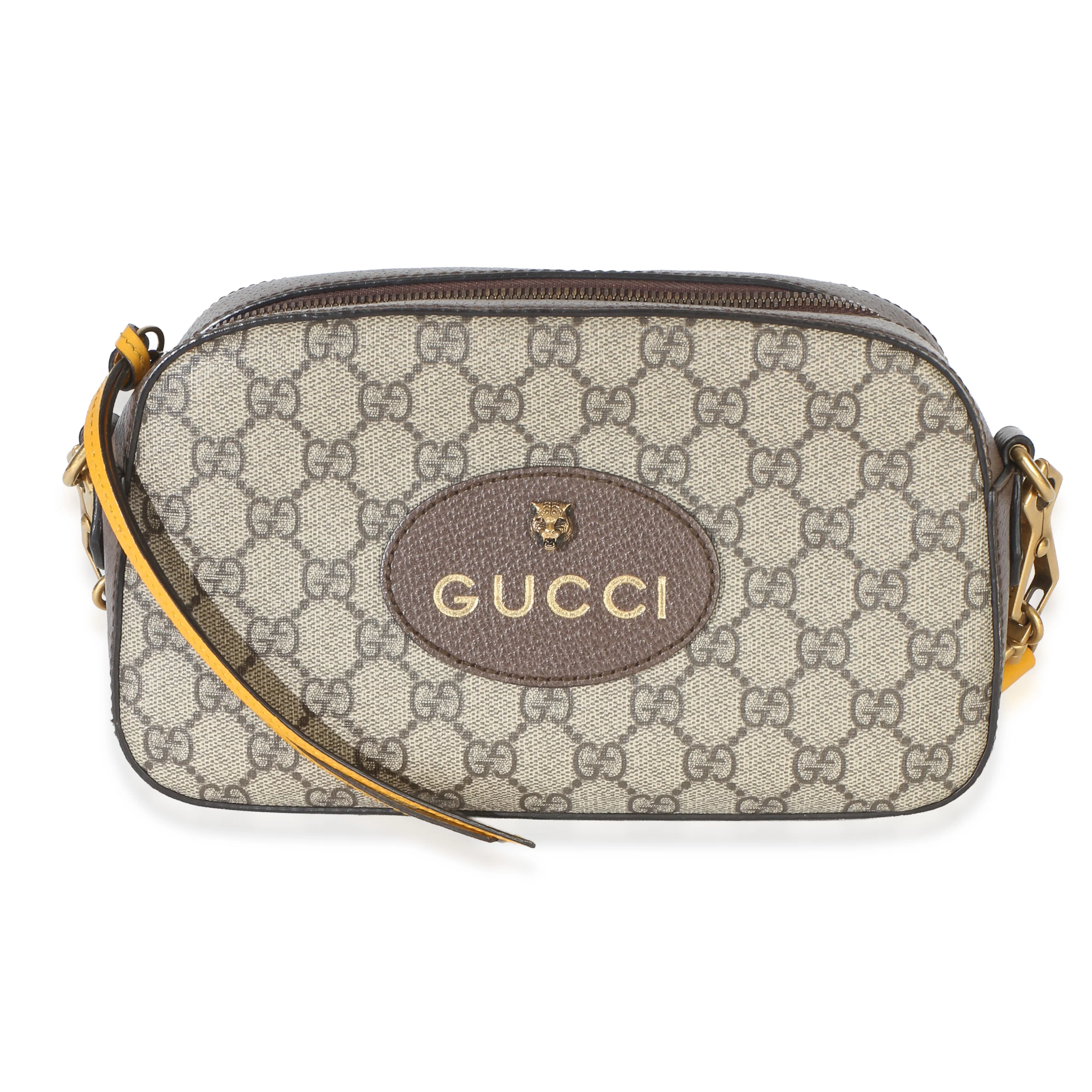 Beige GG Supreme Monogram Web Neo Vintage Shoulder Bag