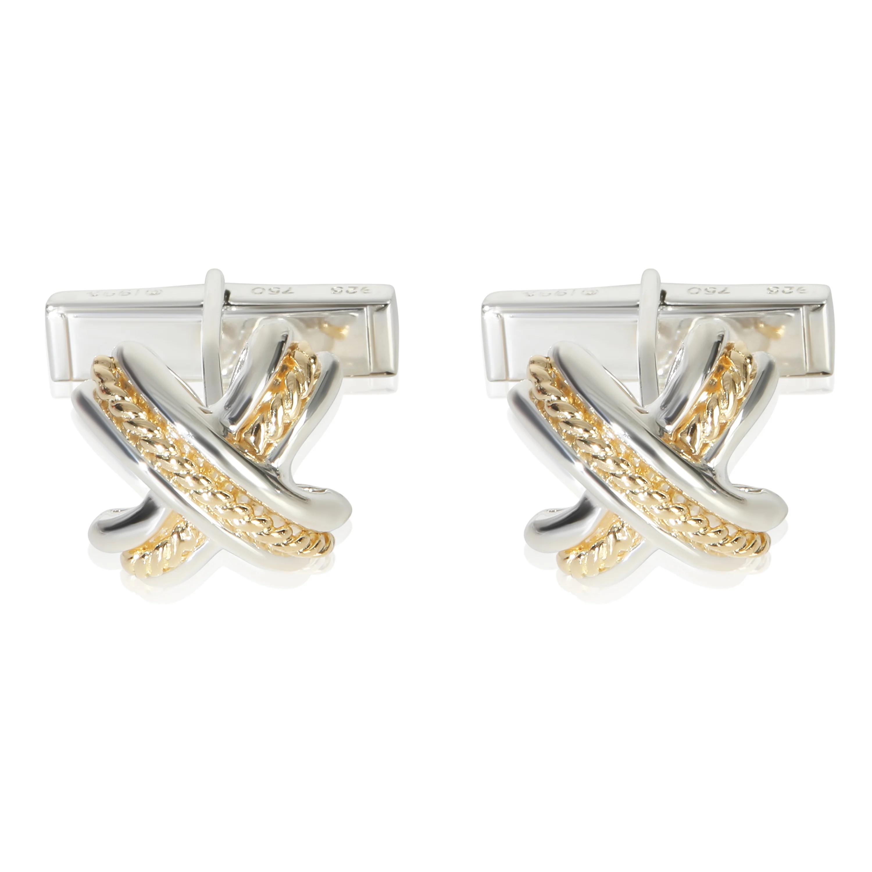 Yellow Gold & Sterling Silver Vintage 1992 Signature X Cufflinks