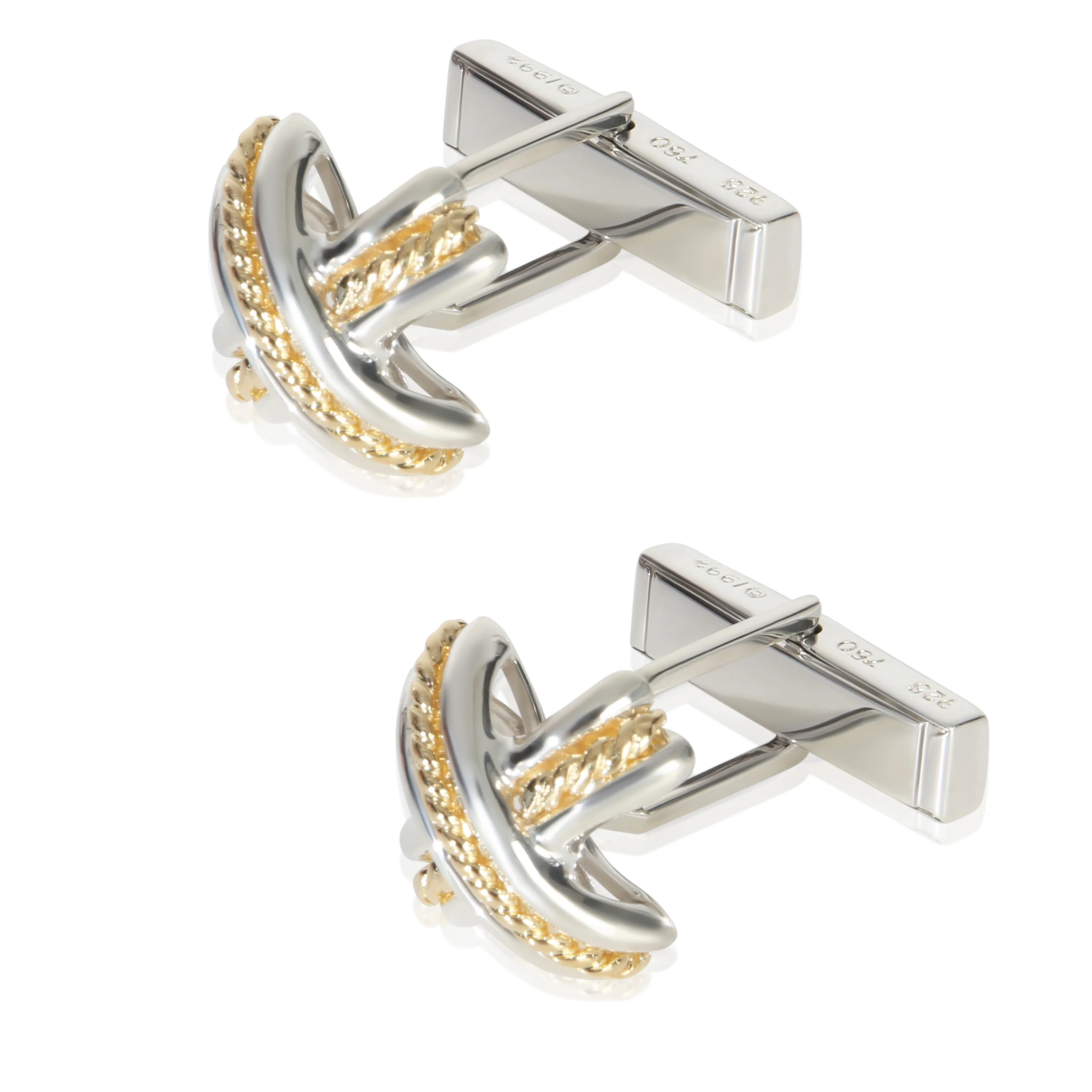 Yellow Gold & Sterling Silver Vintage 1992 Signature X Cufflinks - Image 2