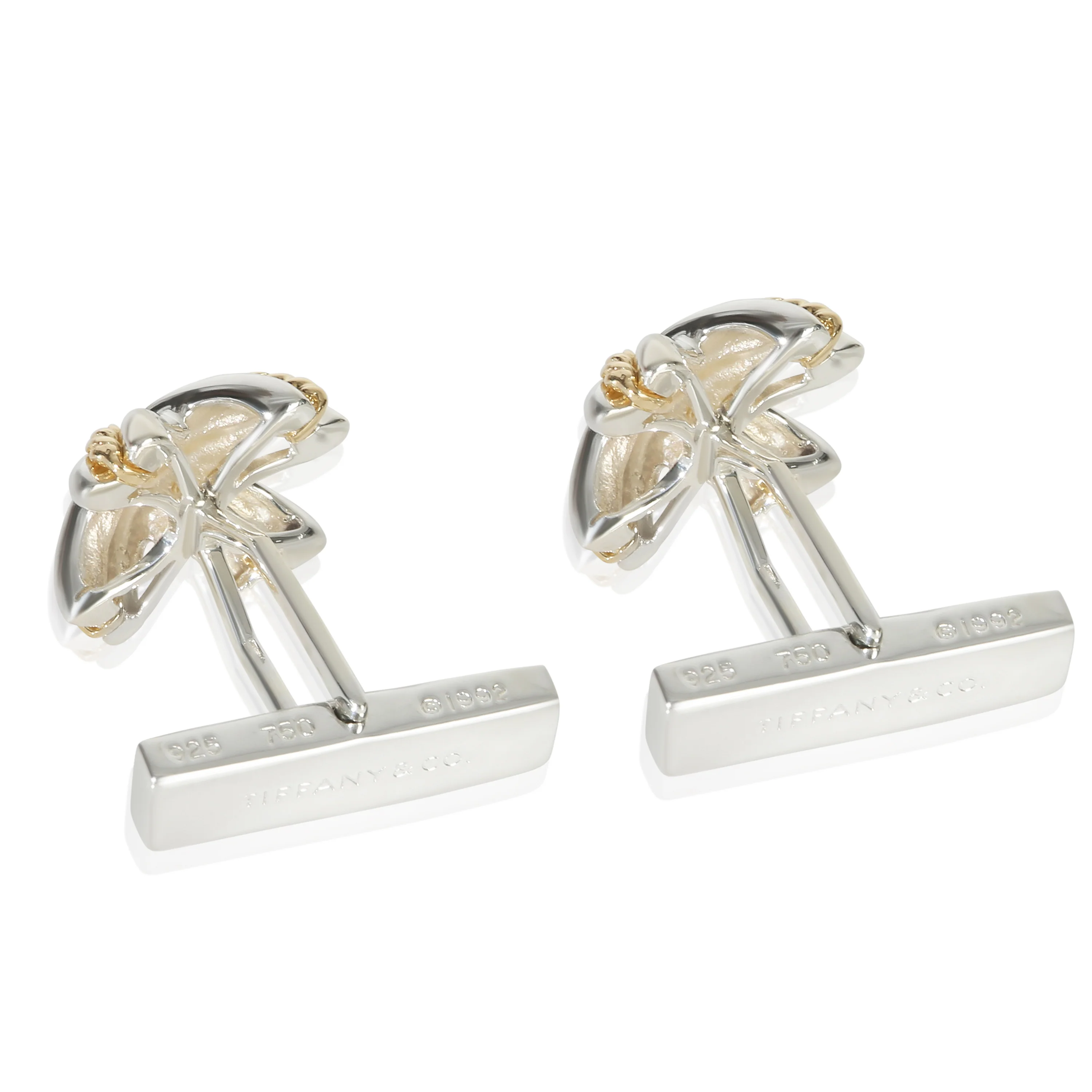 Yellow Gold & Sterling Silver Vintage 1992 Signature X Cufflinks - Image 3