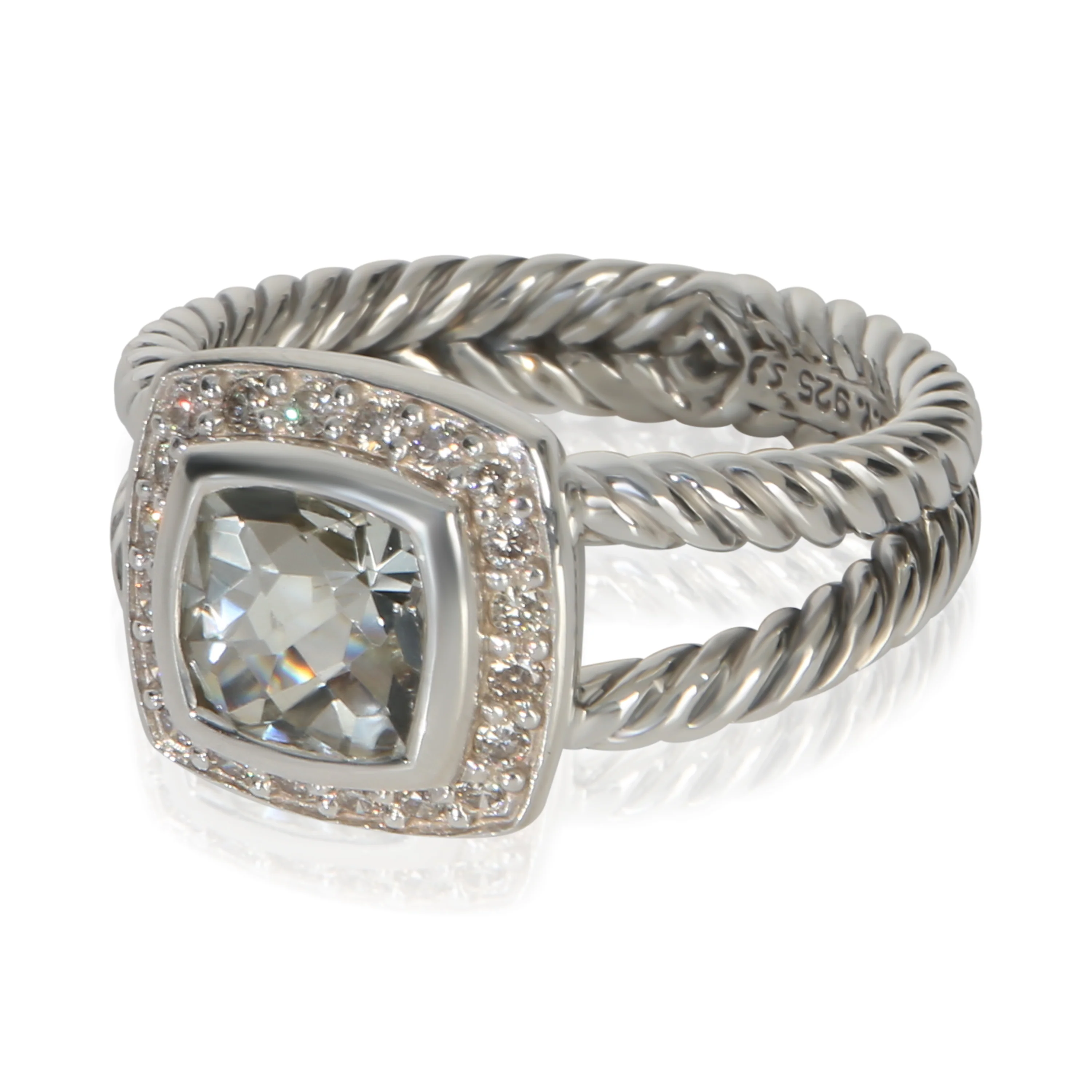 Sterling Silver Prasiolite and Diamond Petite Albion Ring - Image 2