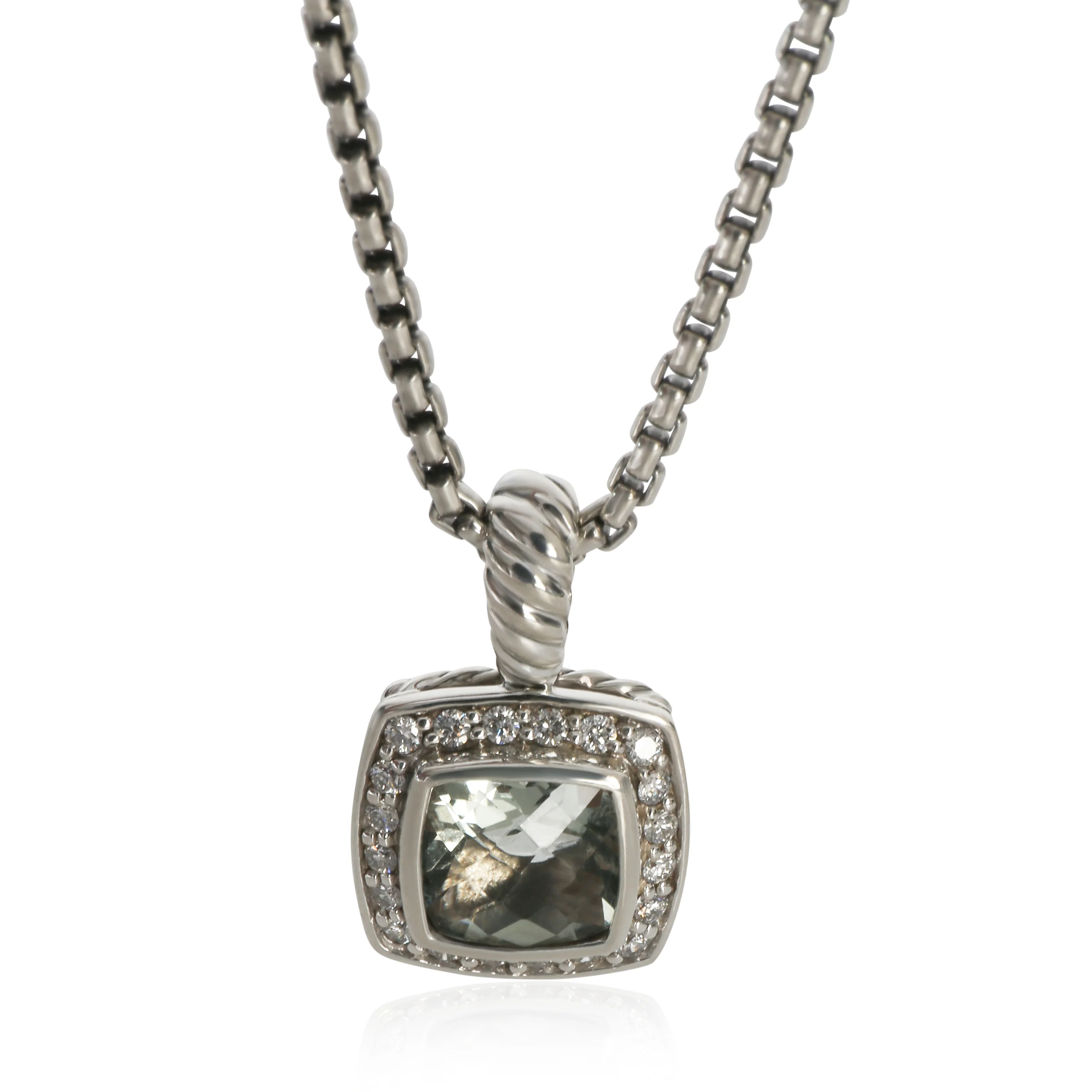 Sterling Silver Prasiolite and Diamond Petite Albion Pendant