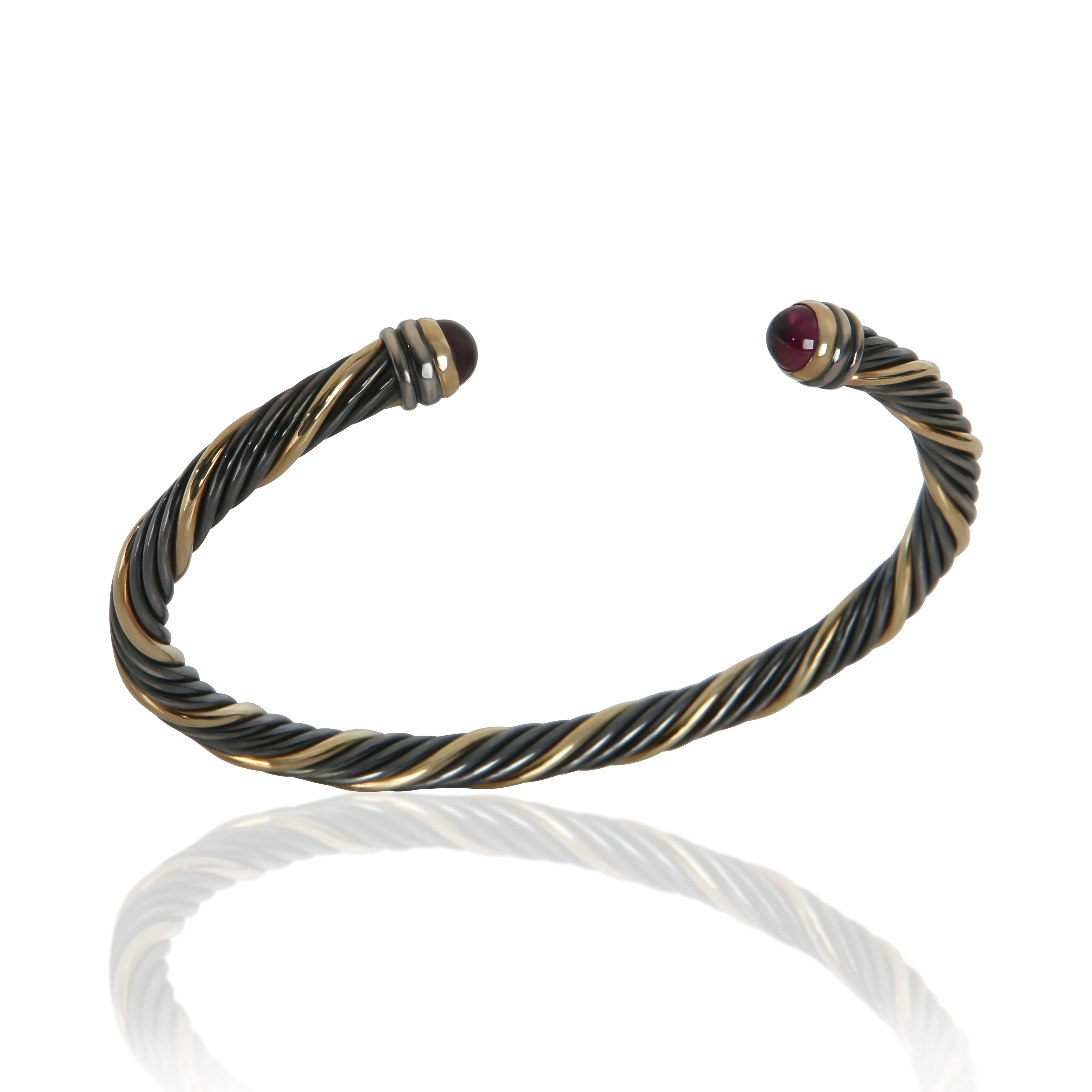 1/5 Yellow Gold & Sterling Silver Tourmaline Cable Classic Bracelet - Image 4