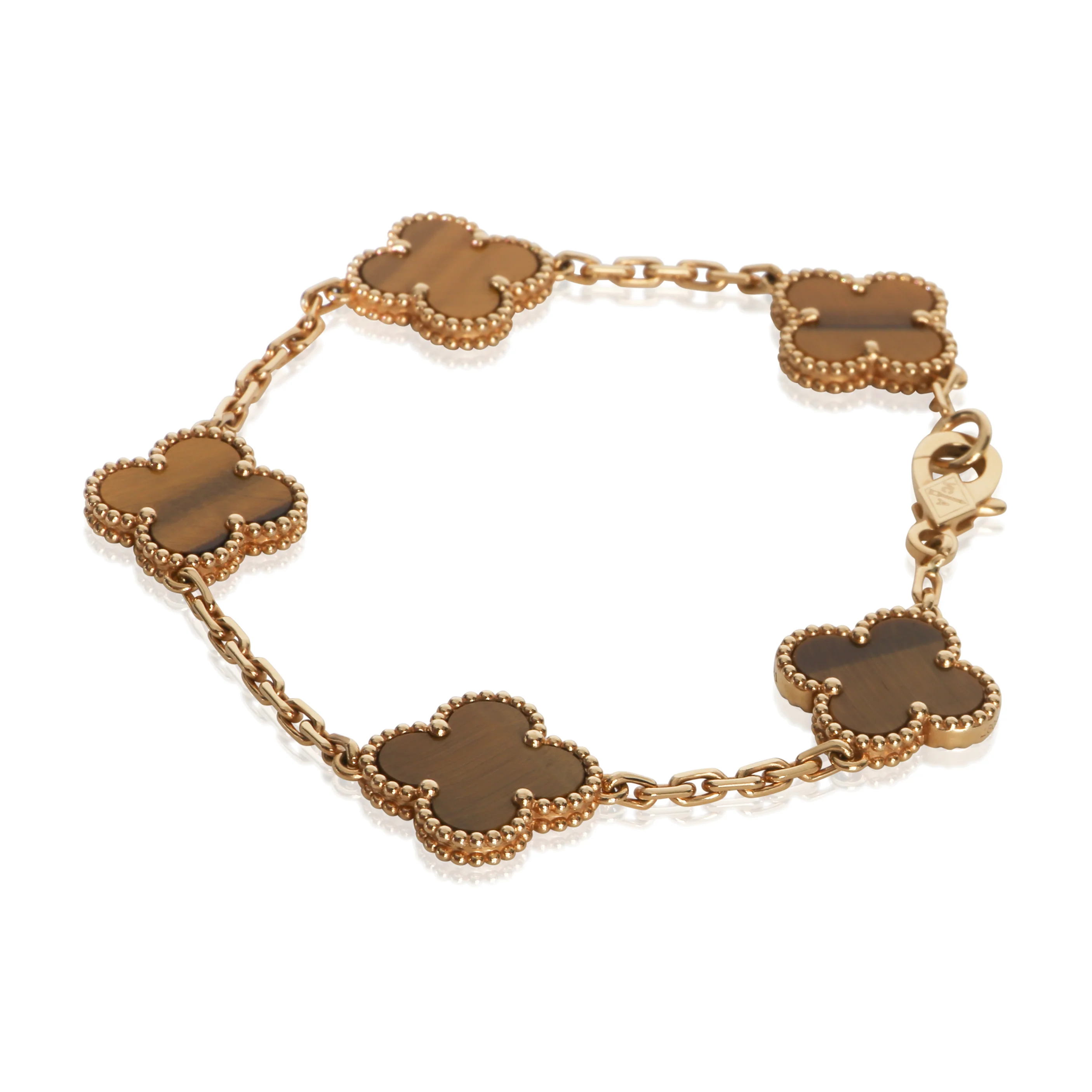 Yellow Gold Tigers Eye Vintage Alhambra Bracelet - Image 2