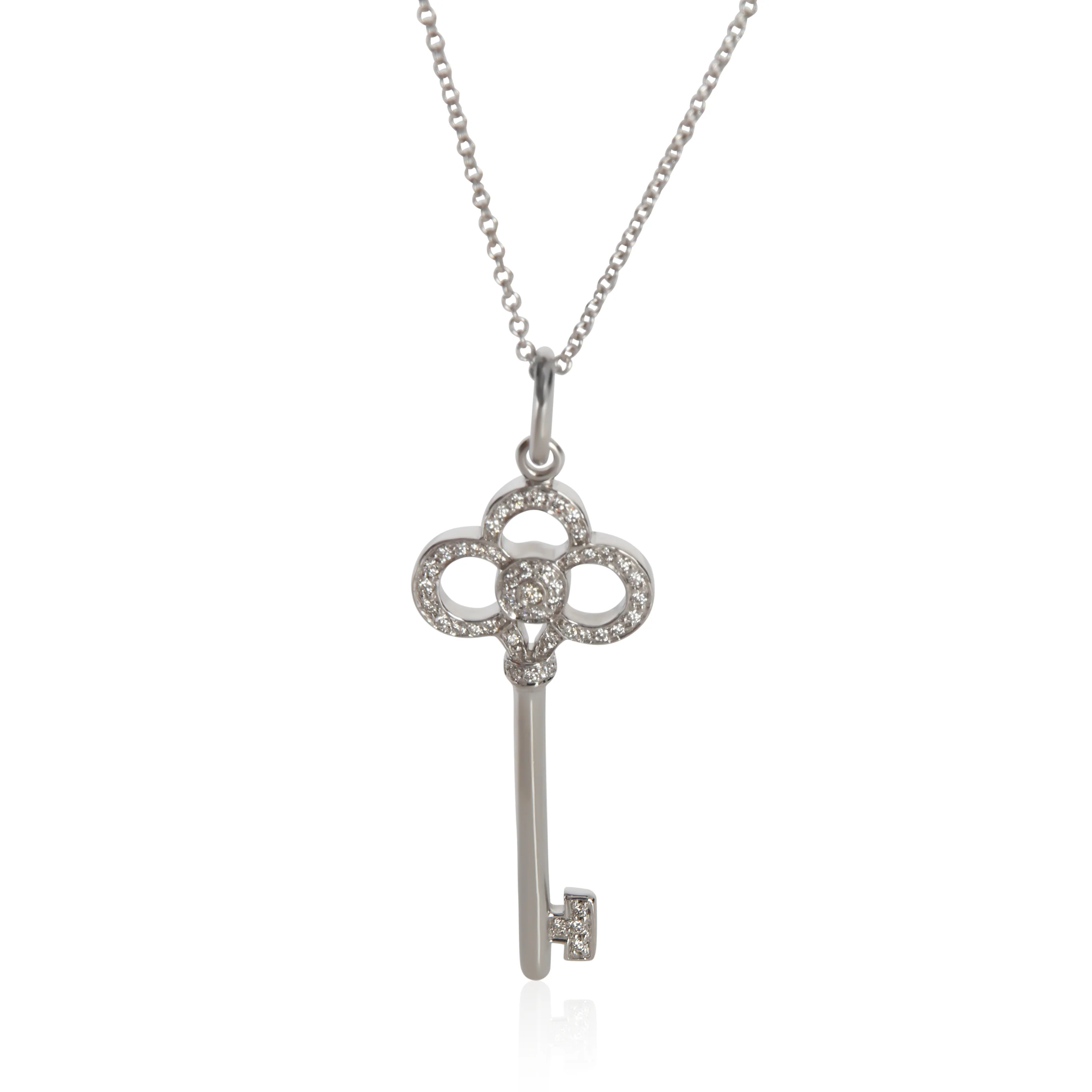 White Gold Diamond Crown Key Pendant