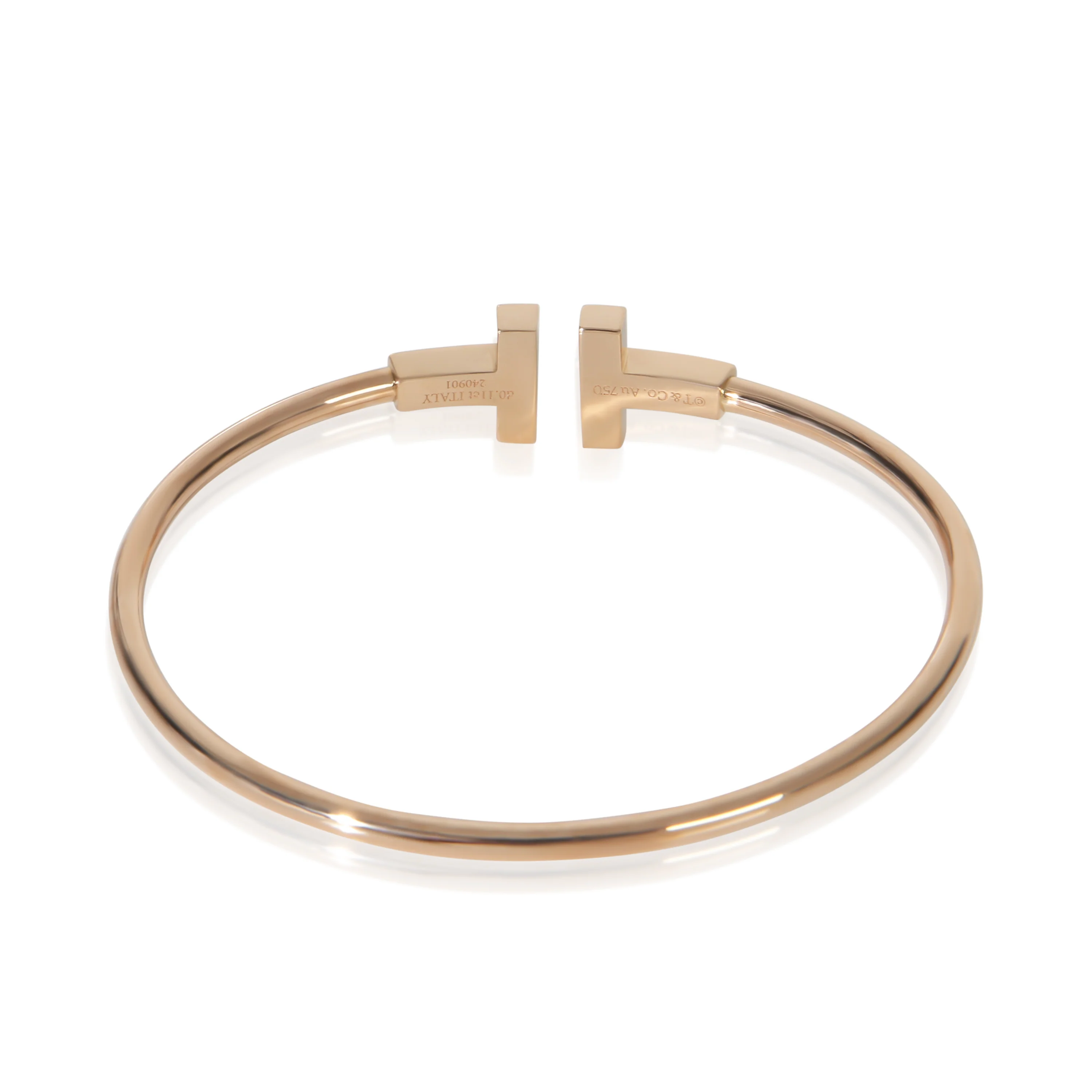 Rose Gold Mother Of Pearl and Diamond Tiffany T Wire Bracelet - Image 3
