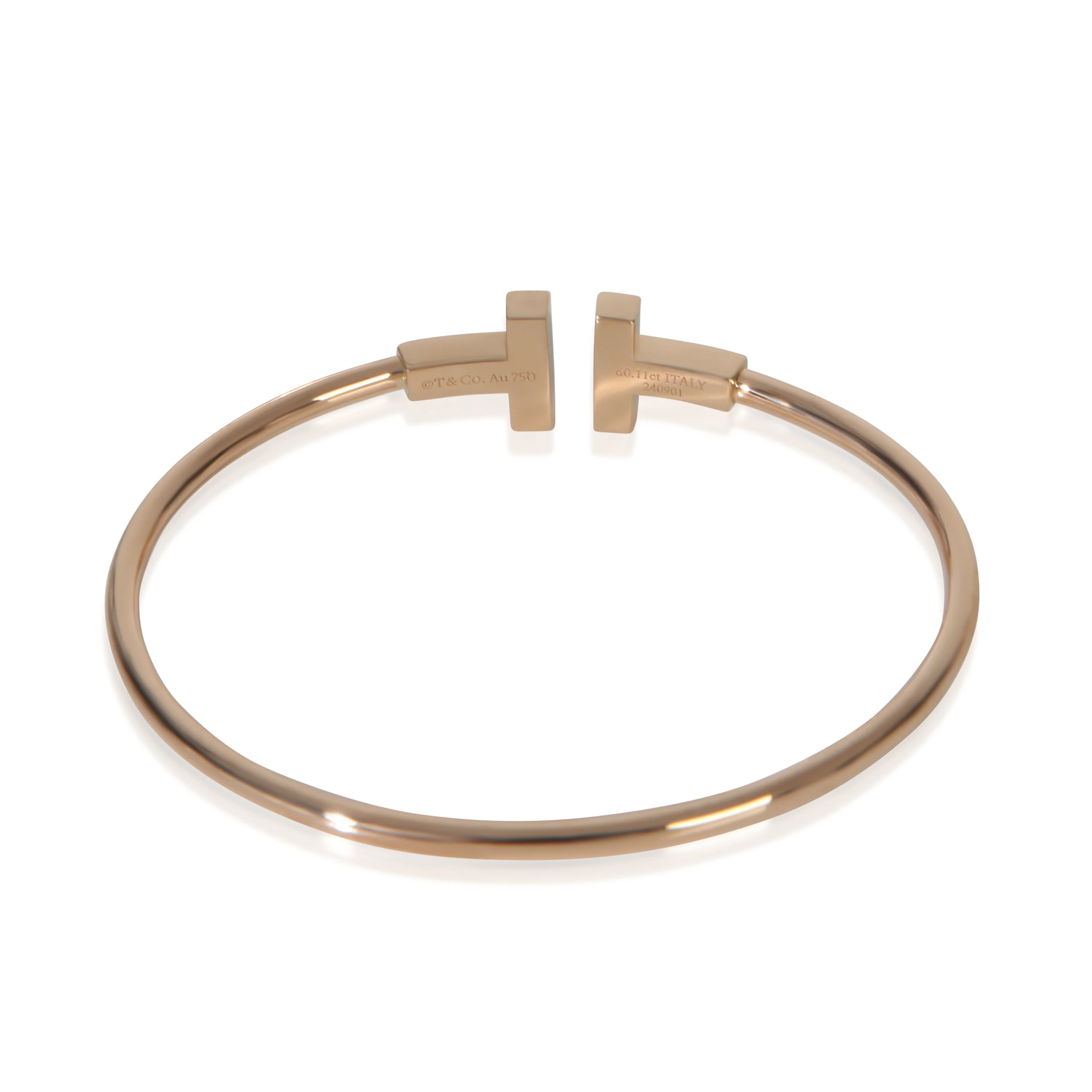 Rose Gold Mother Of Pearl and Diamond Tiffany T Wire Bracelet - Image 4