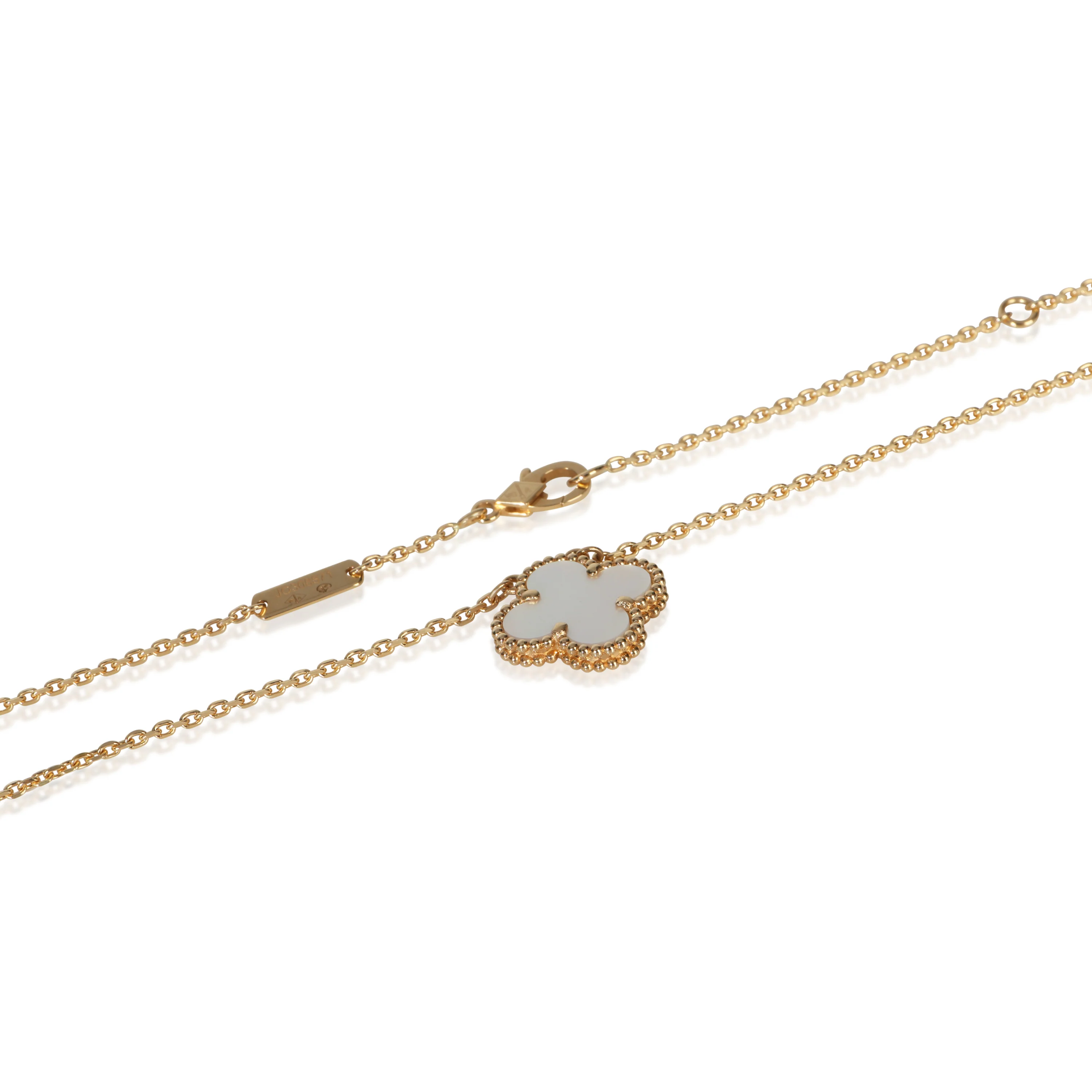Yellow Gold Mother Of Pearl Vintage Alhambra Pendant - Image 2