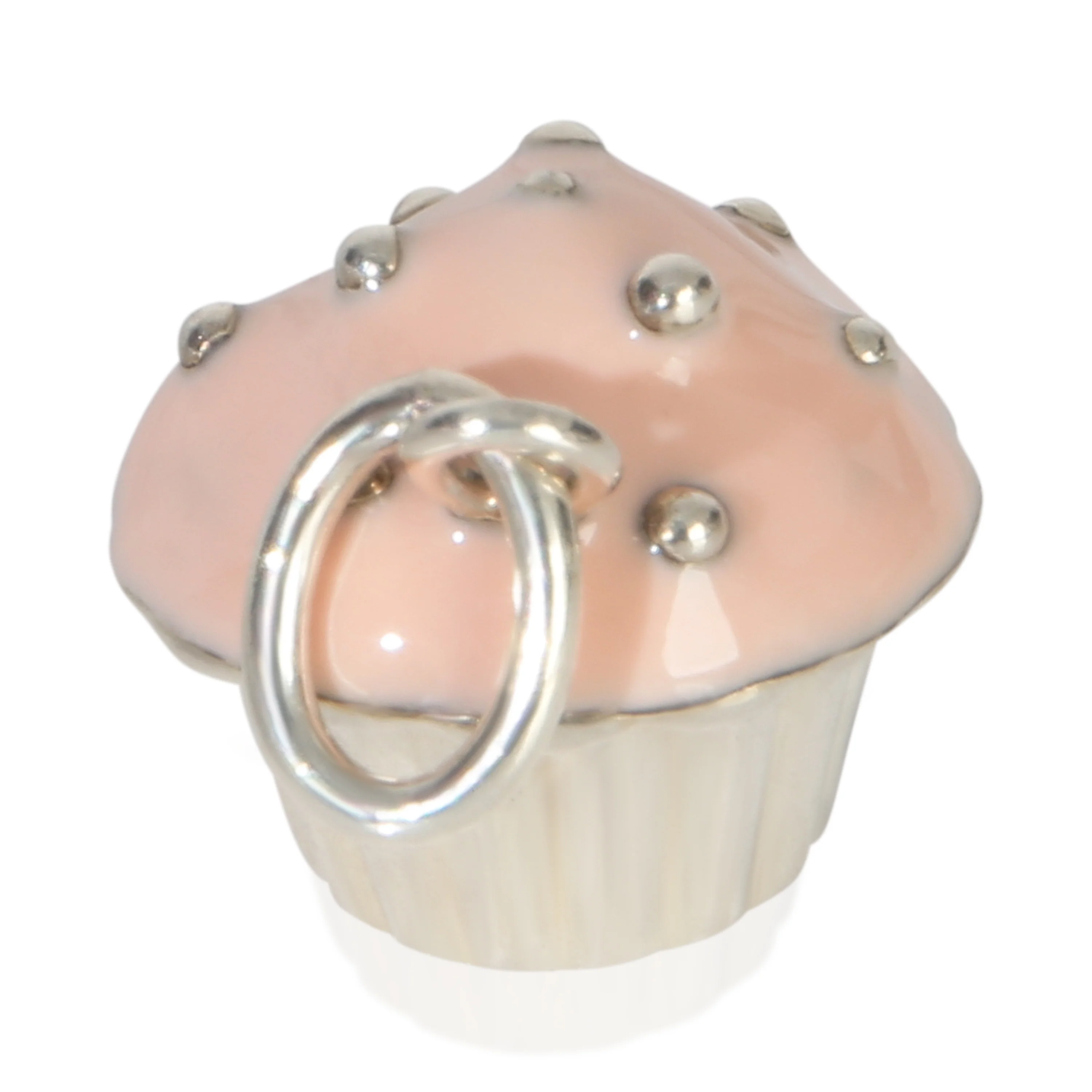 Sterling Silver Pink Enamel Cupcake Charm - Image 2