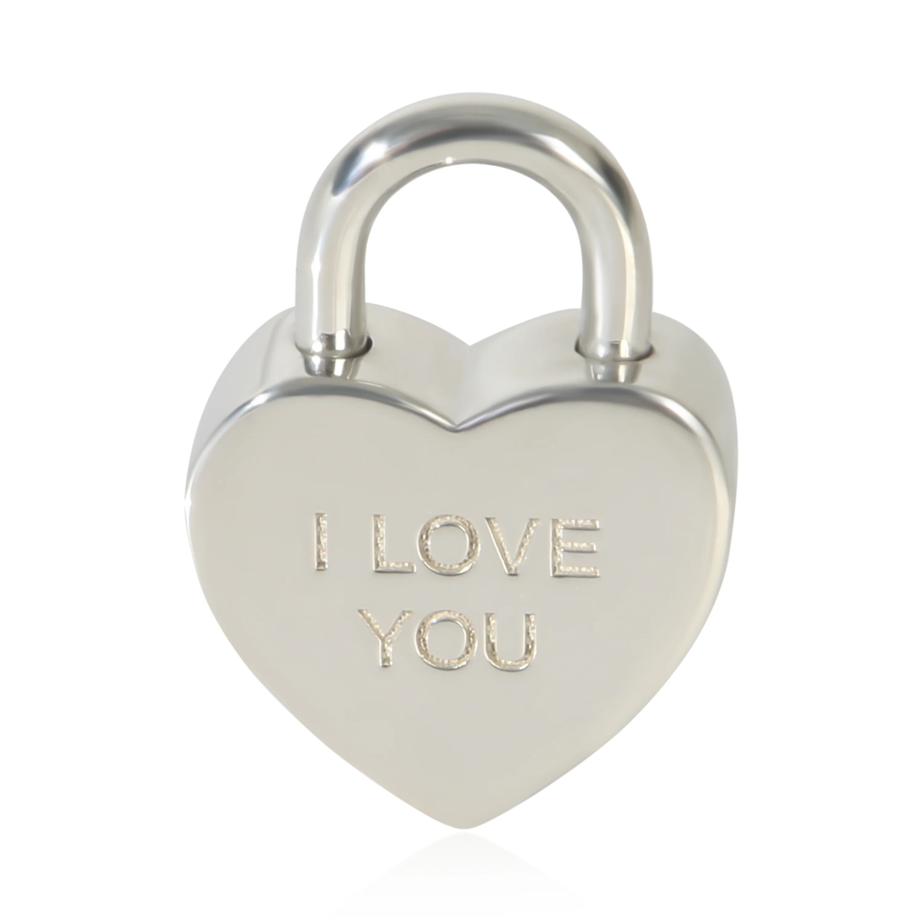 Sterling Silver  I Love You Heart Lock Charm