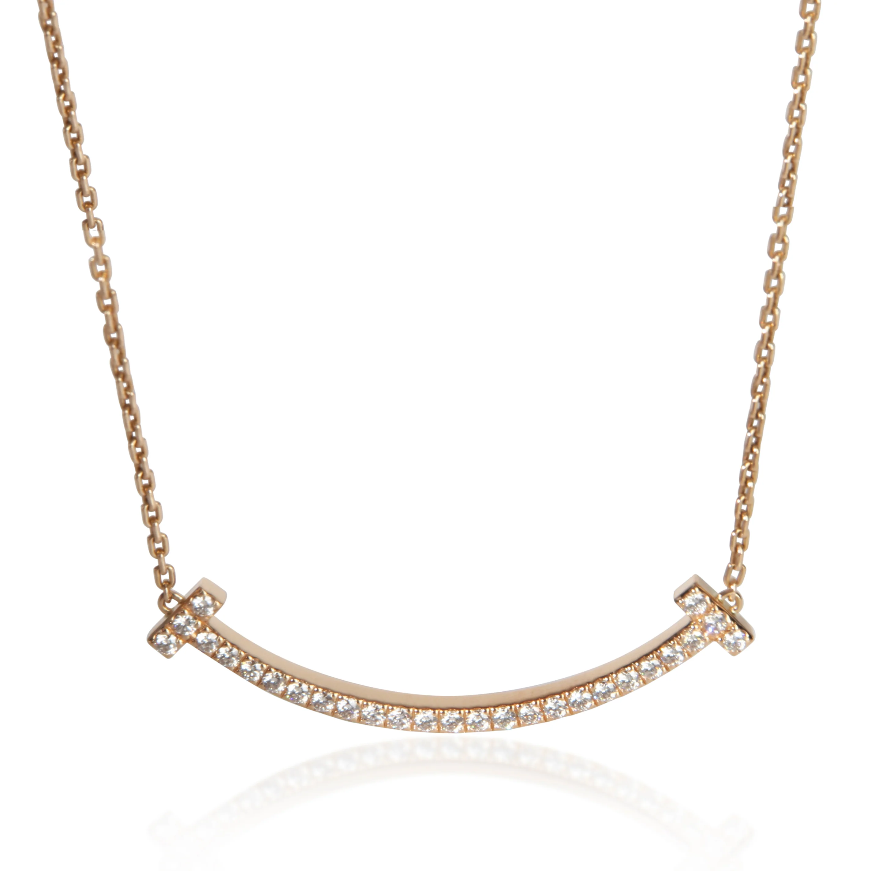 Rose Gold Diamond Medium Model Tiffany T Smile Necklace