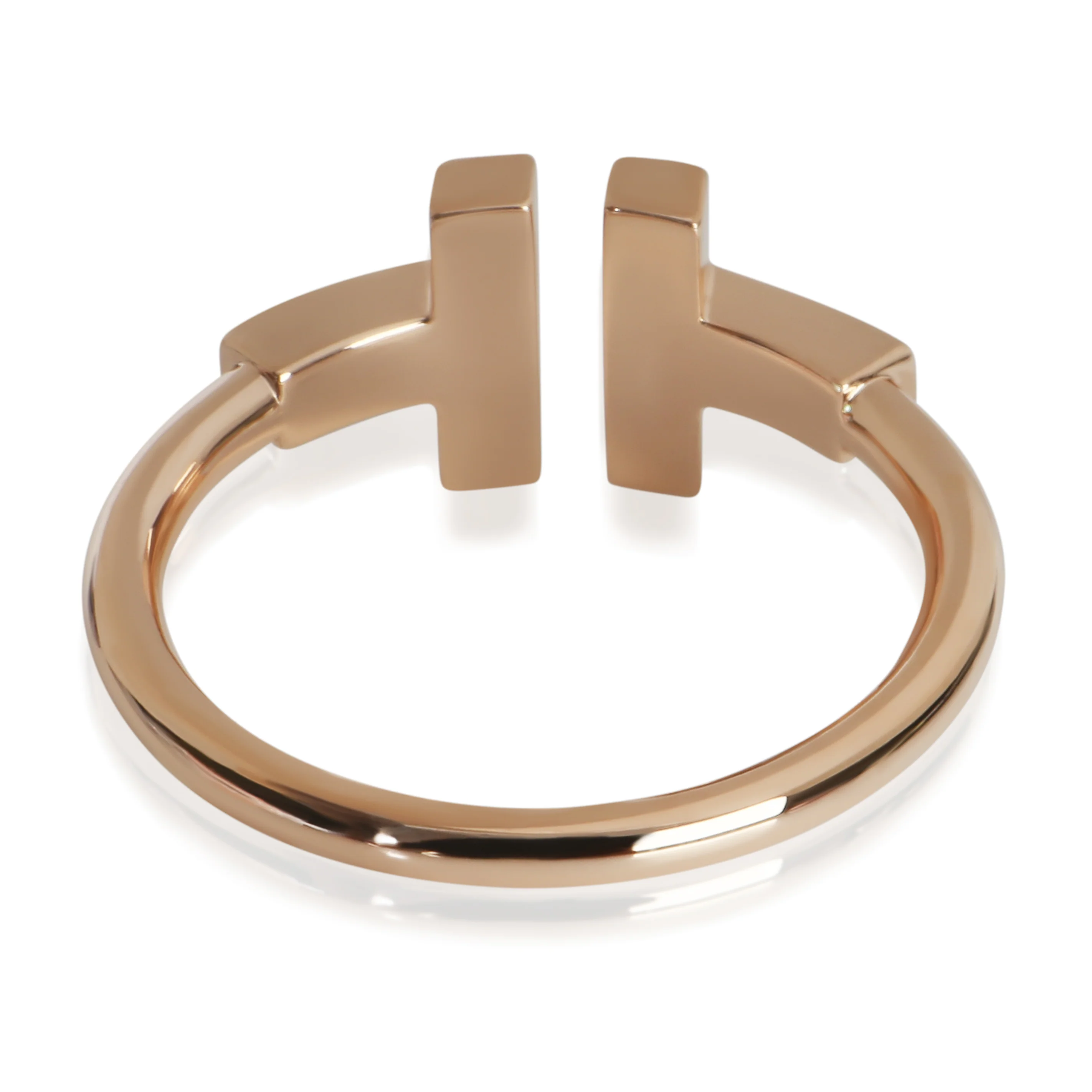 Rose Gold Mother Of Pearl and Diamond Tiffany T Wire Ring - Image 3