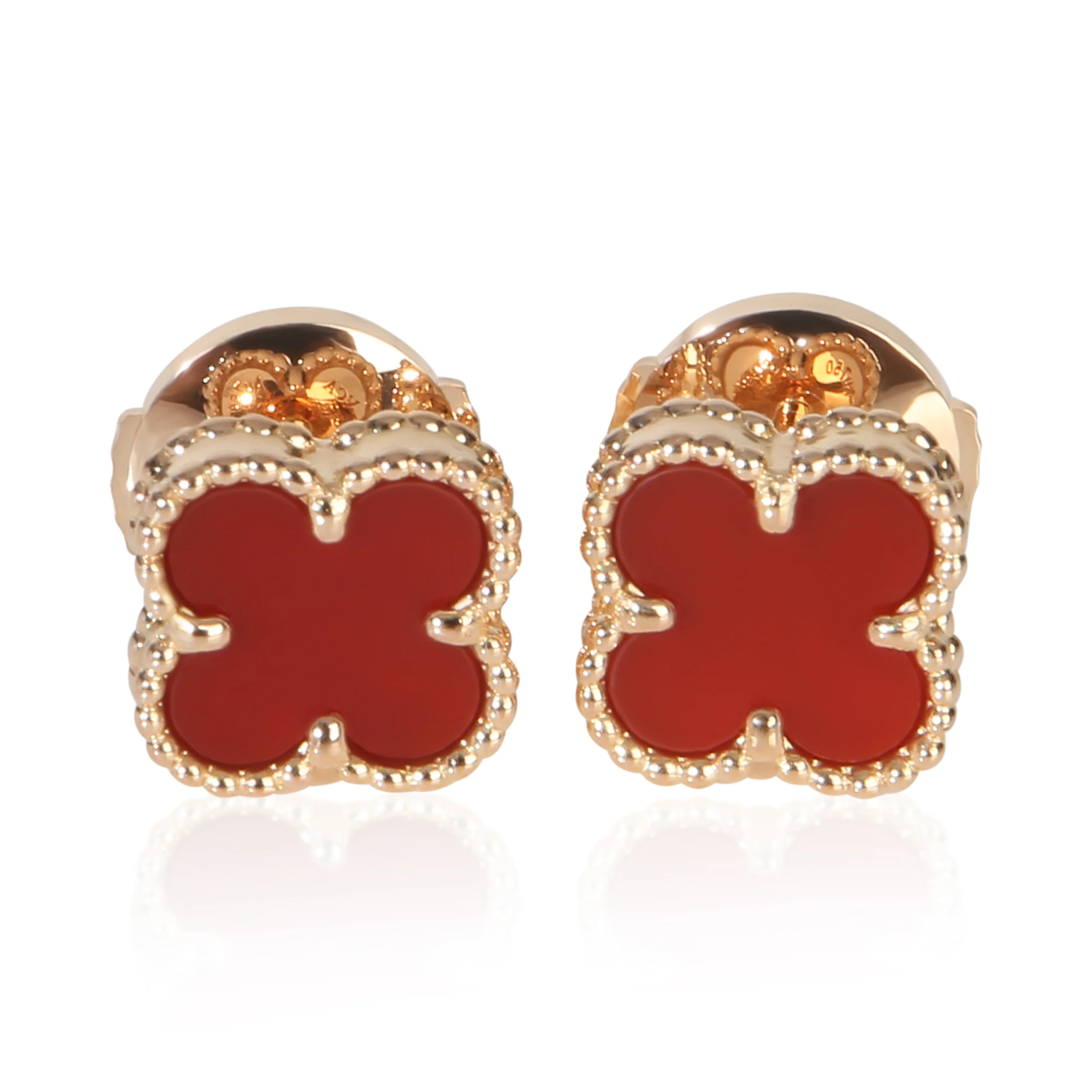 Rose Gold Carnelian Sweet Alhambra Earrings