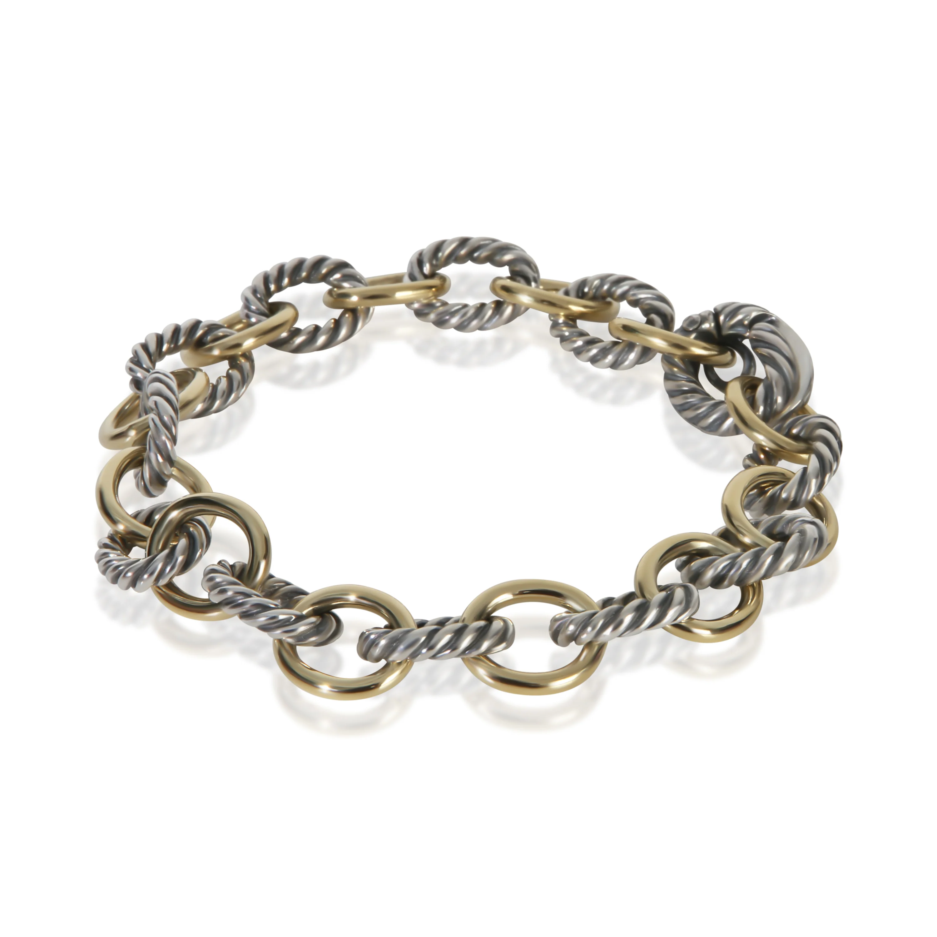Yellow Gold & Sterling Silver Oval Link Bracelet - Image 2