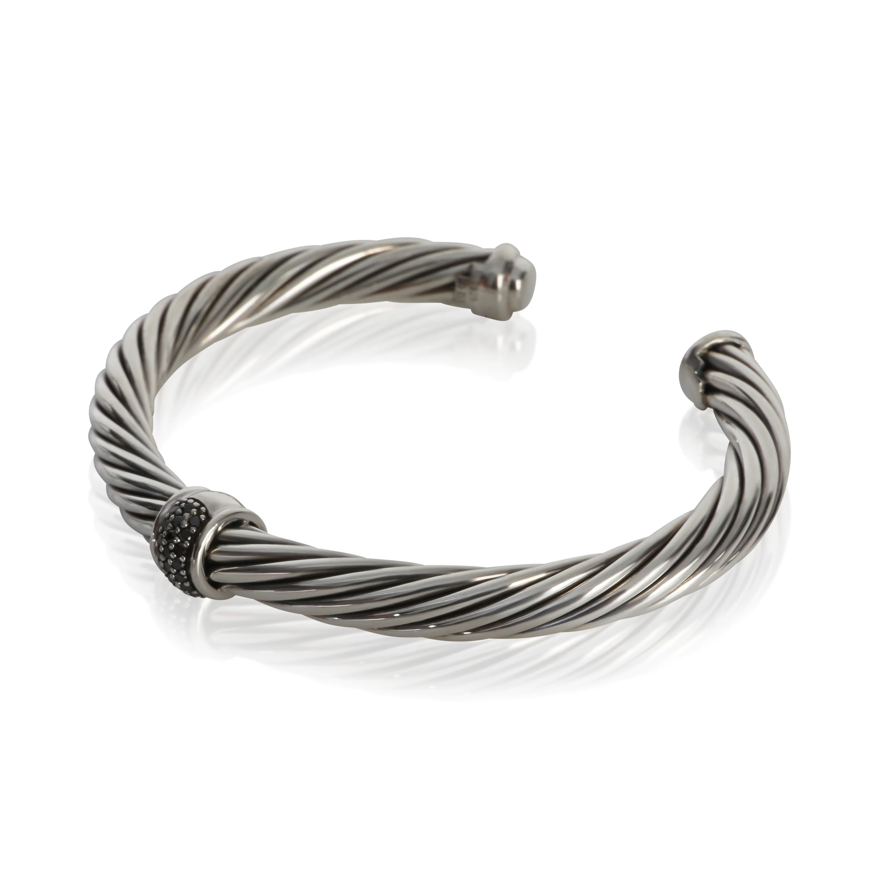 Sterling Silver Diamond Single Station Cable Bracelet - Image 2