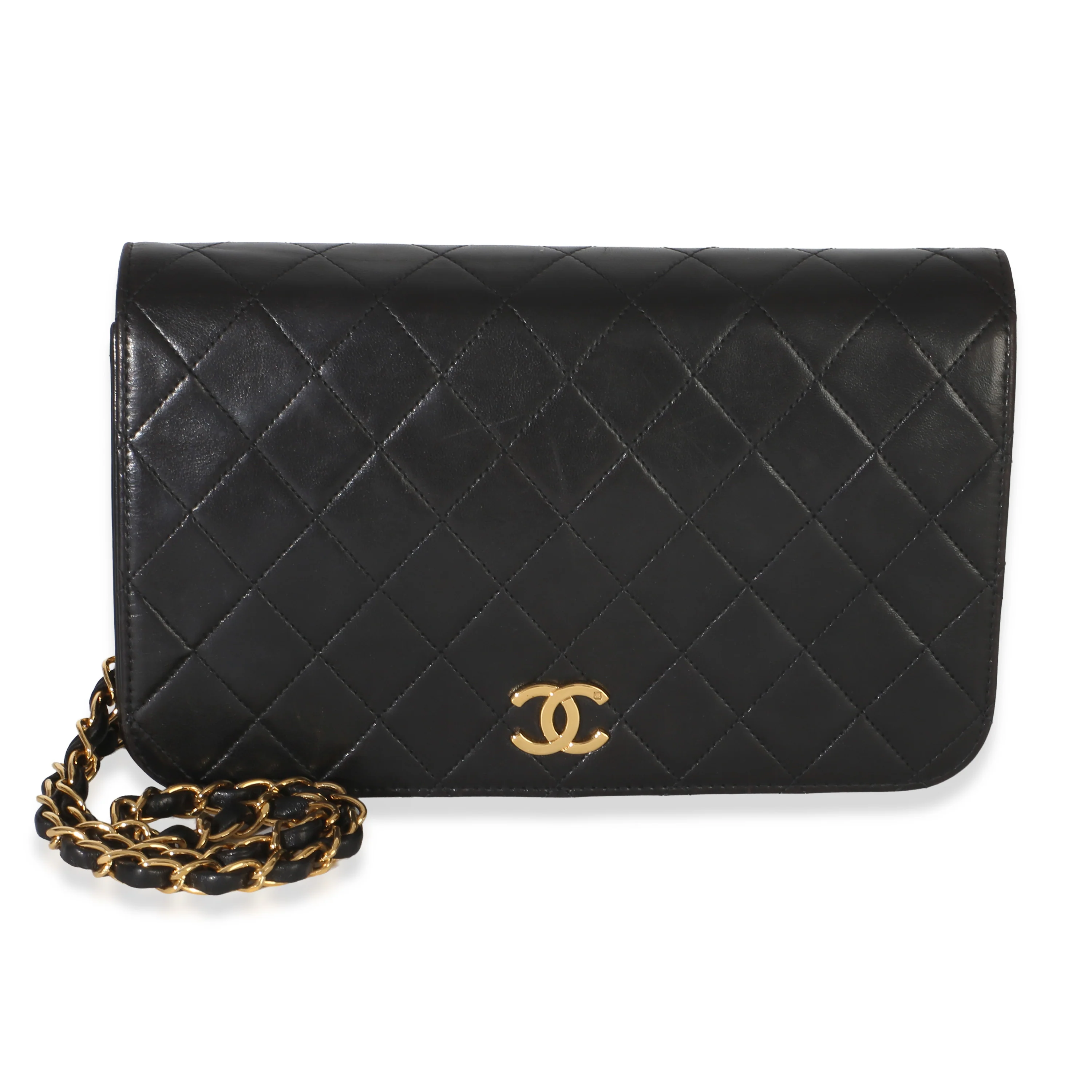 Vintage 24k Black Quilted Lambskin Full Flap Bag
