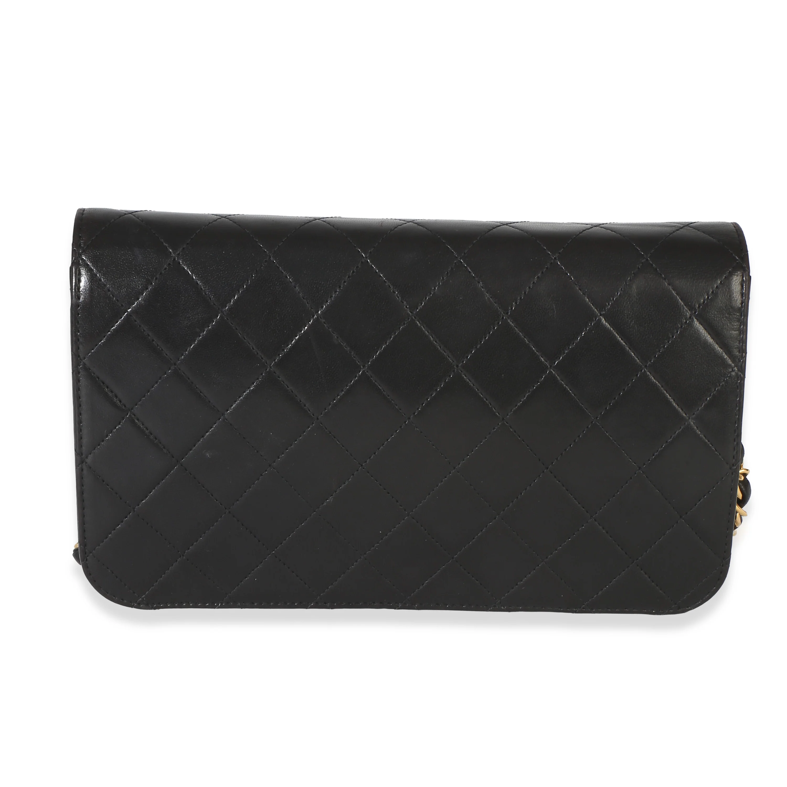 Vintage 24k Black Quilted Lambskin Full Flap Bag - Image 4