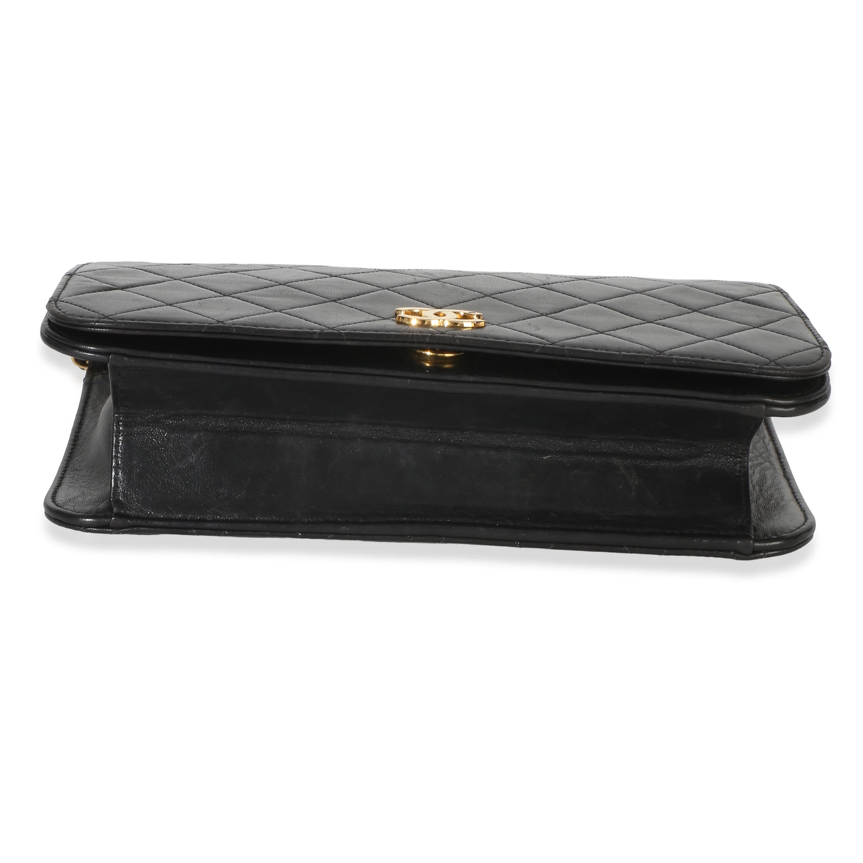 Vintage 24k Black Quilted Lambskin Full Flap Bag - Image 5