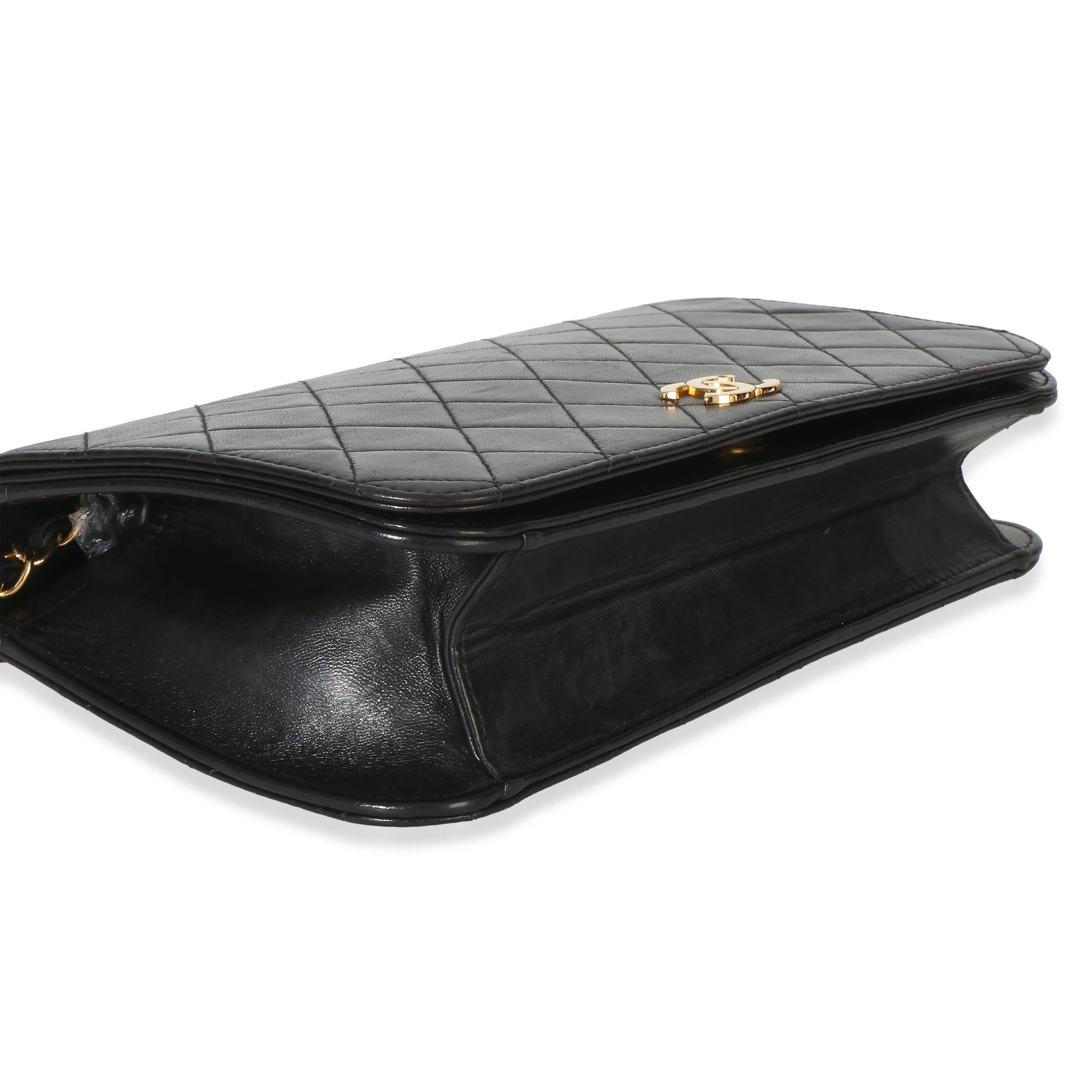 Vintage 24k Black Quilted Lambskin Full Flap Bag - Image 6