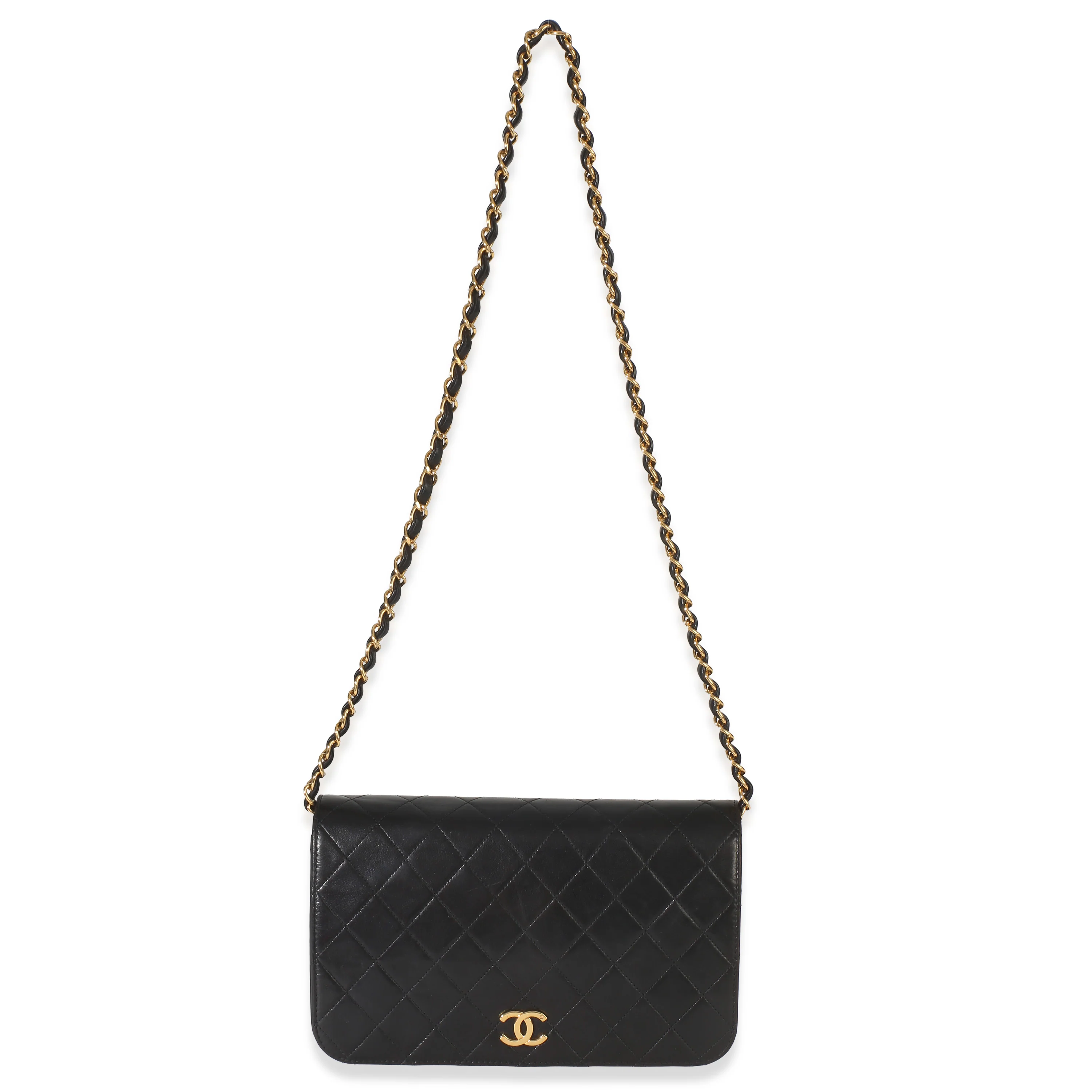 Vintage 24k Black Quilted Lambskin Full Flap Bag - Image 8
