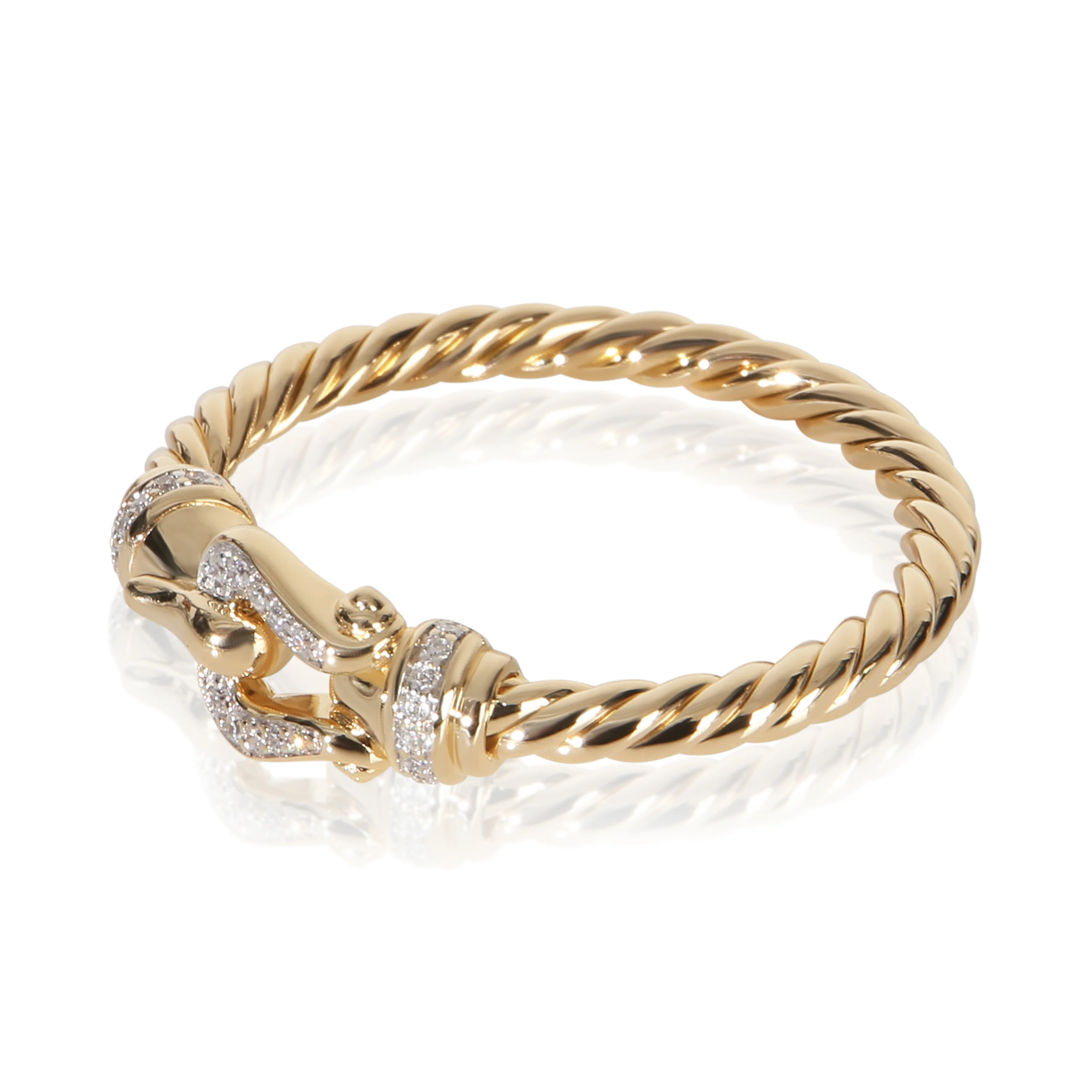 Yellow Gold Diamond Petite Buckle Ring - Image 2