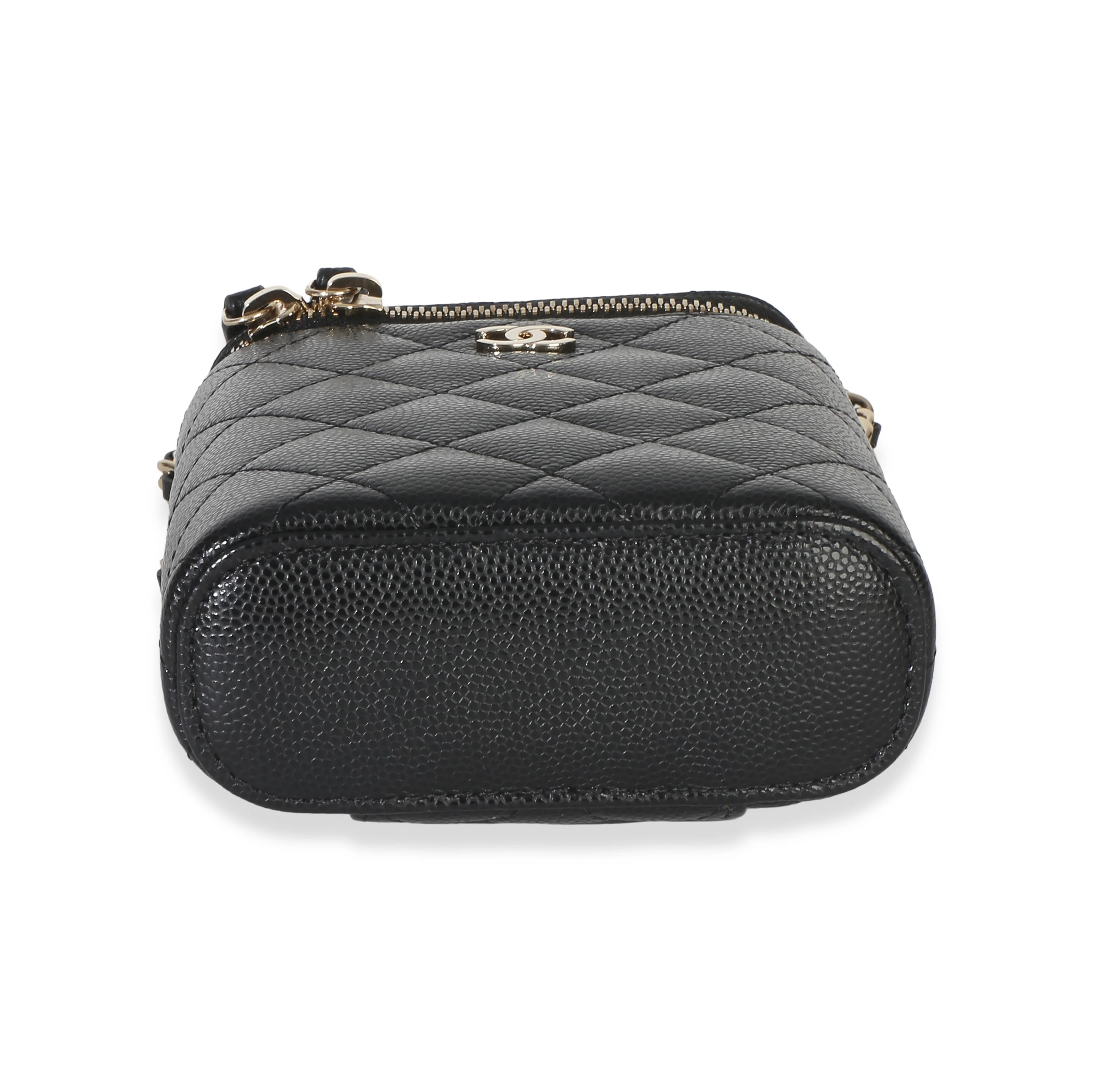 Black Caviar Quilted Small Vertical Coco Beauty Vanity Case - Image 5
