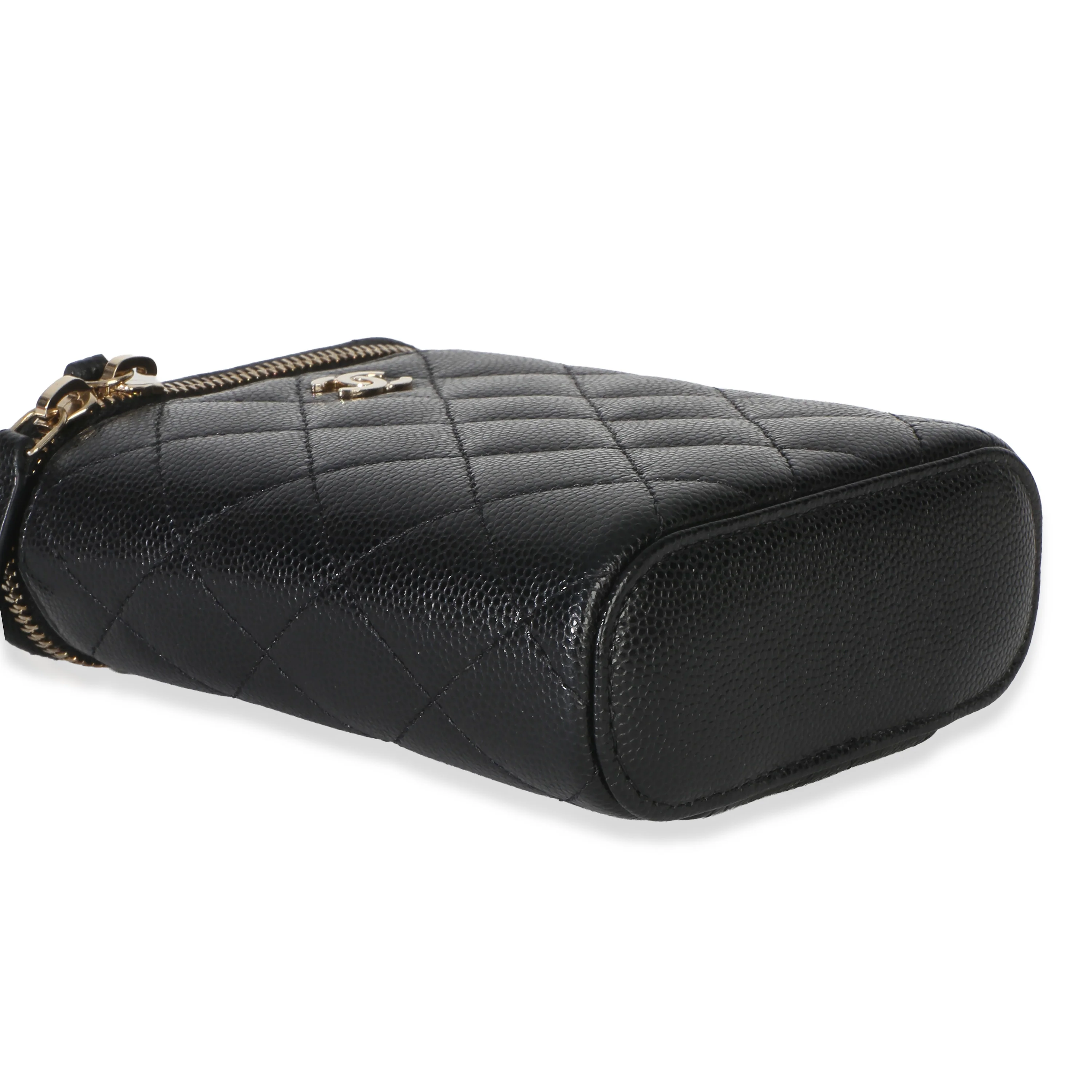 Black Caviar Quilted Small Vertical Coco Beauty Vanity Case - Image 6