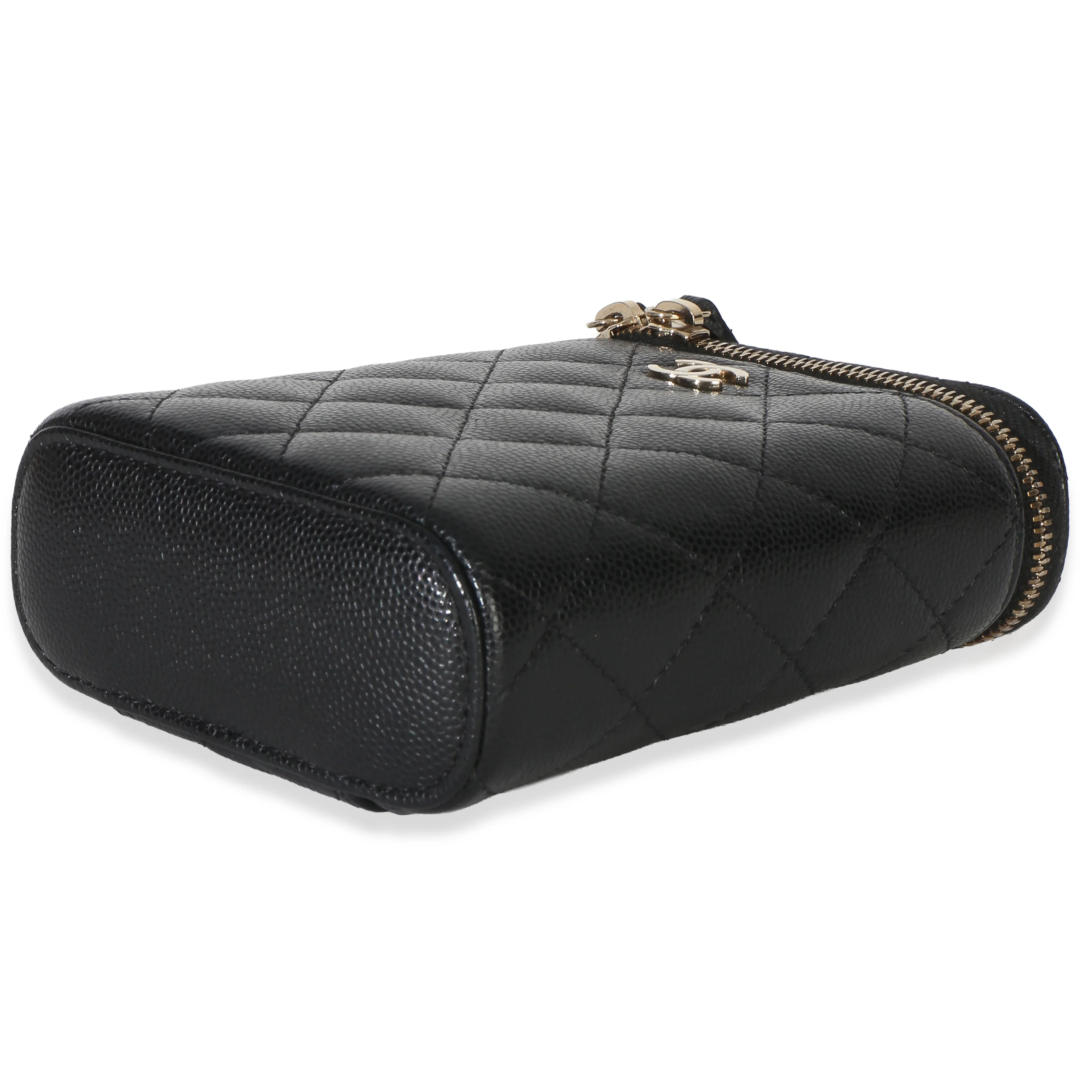 Black Caviar Quilted Small Vertical Coco Beauty Vanity Case - Image 7