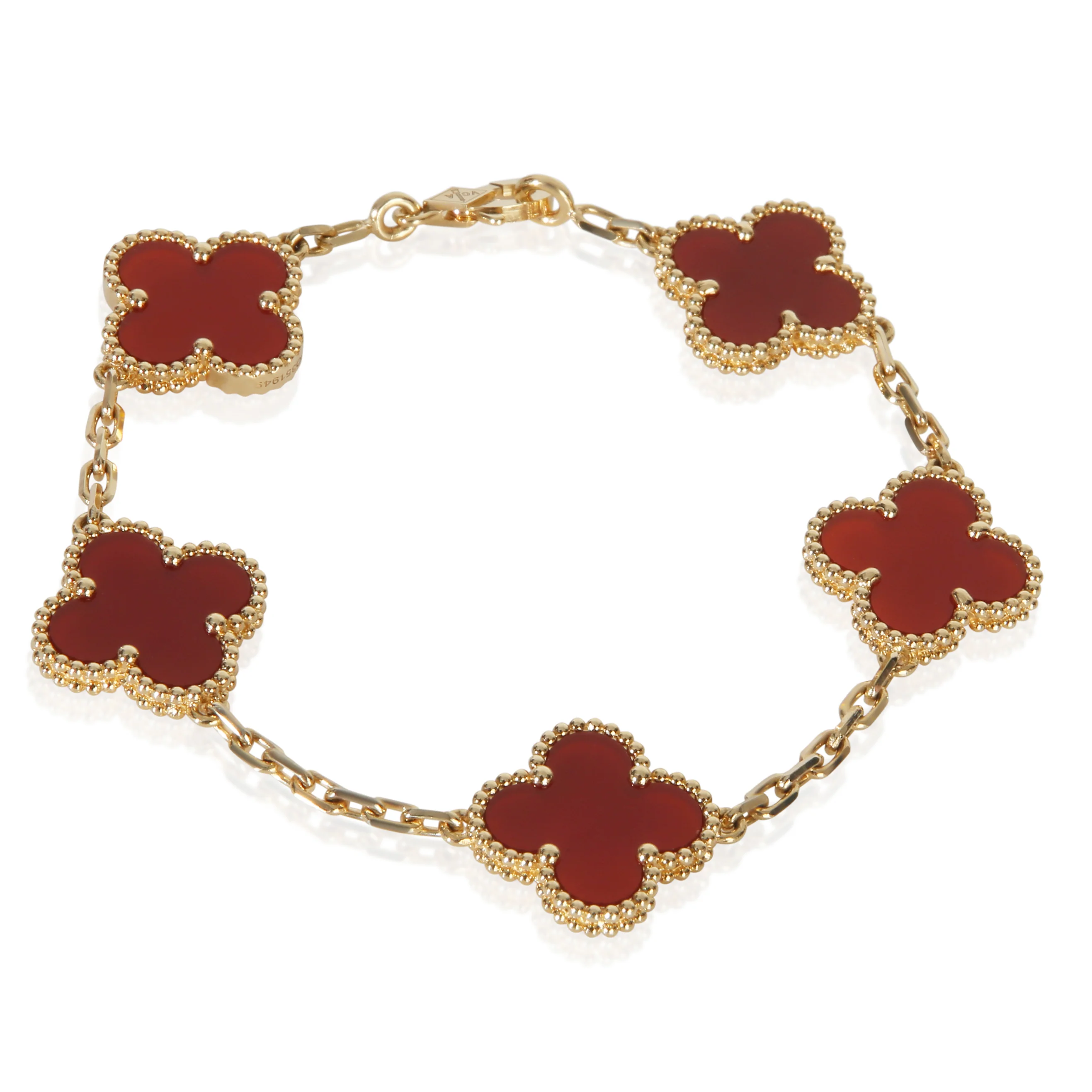 Yellow Gold Carnelian Vintage Alhambra Bracelet