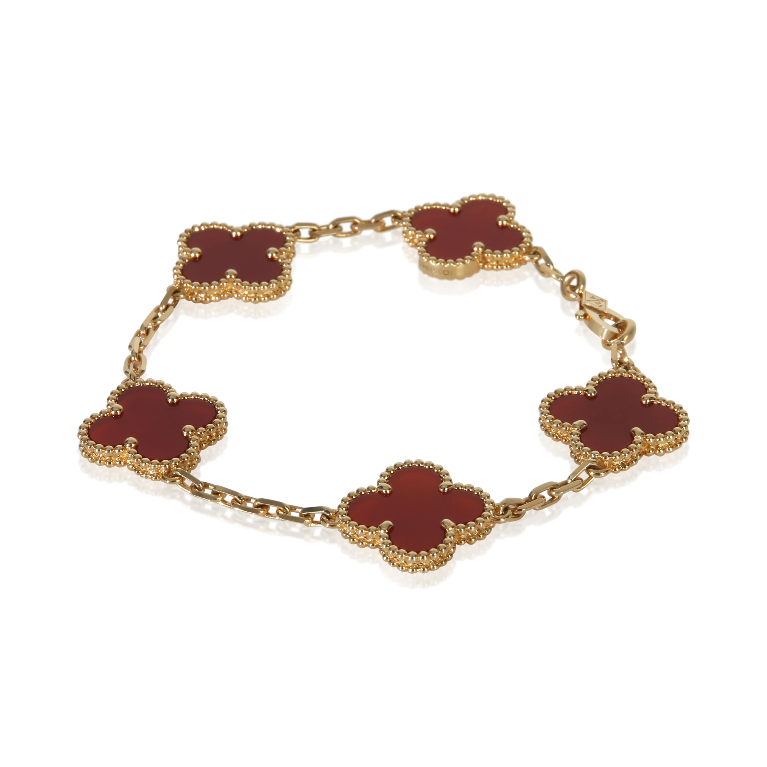Yellow Gold Carnelian Vintage Alhambra Bracelet - Image 2