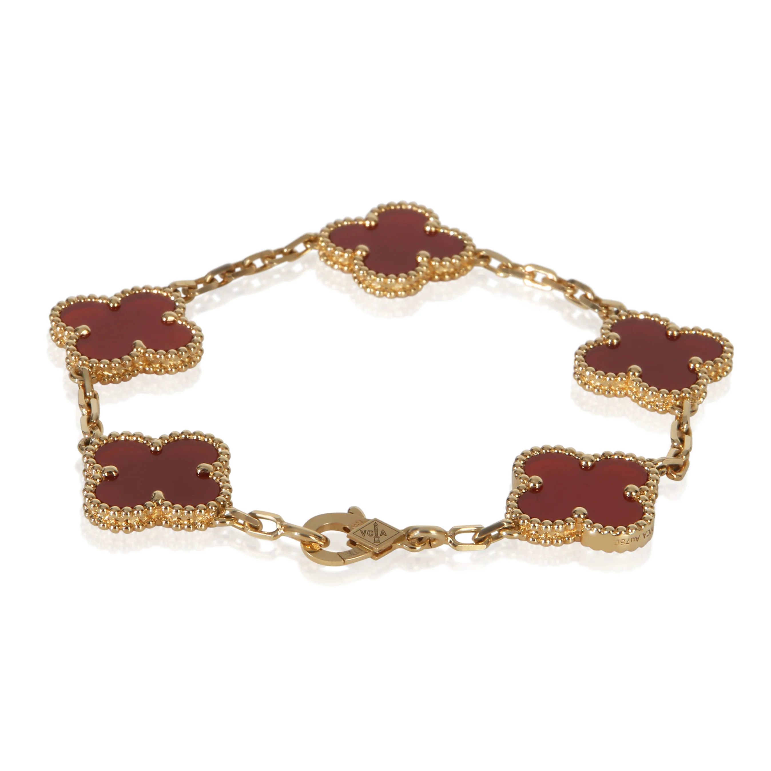 Yellow Gold Carnelian Vintage Alhambra Bracelet - Image 3