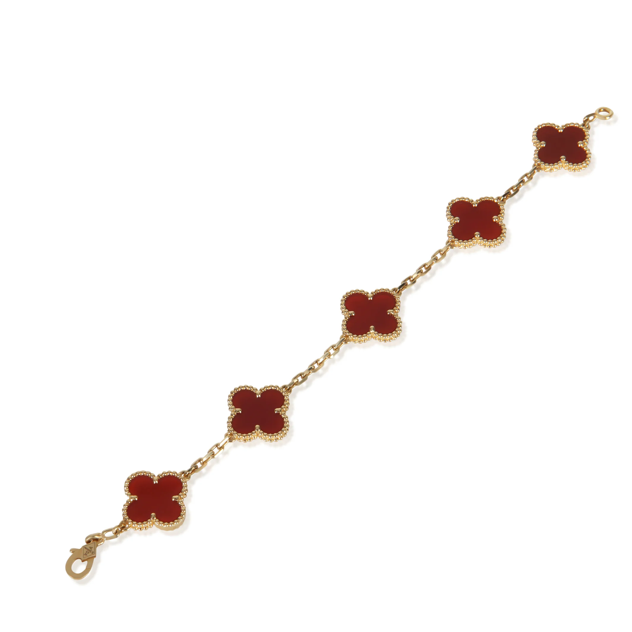 Yellow Gold Carnelian Vintage Alhambra Bracelet - Image 4