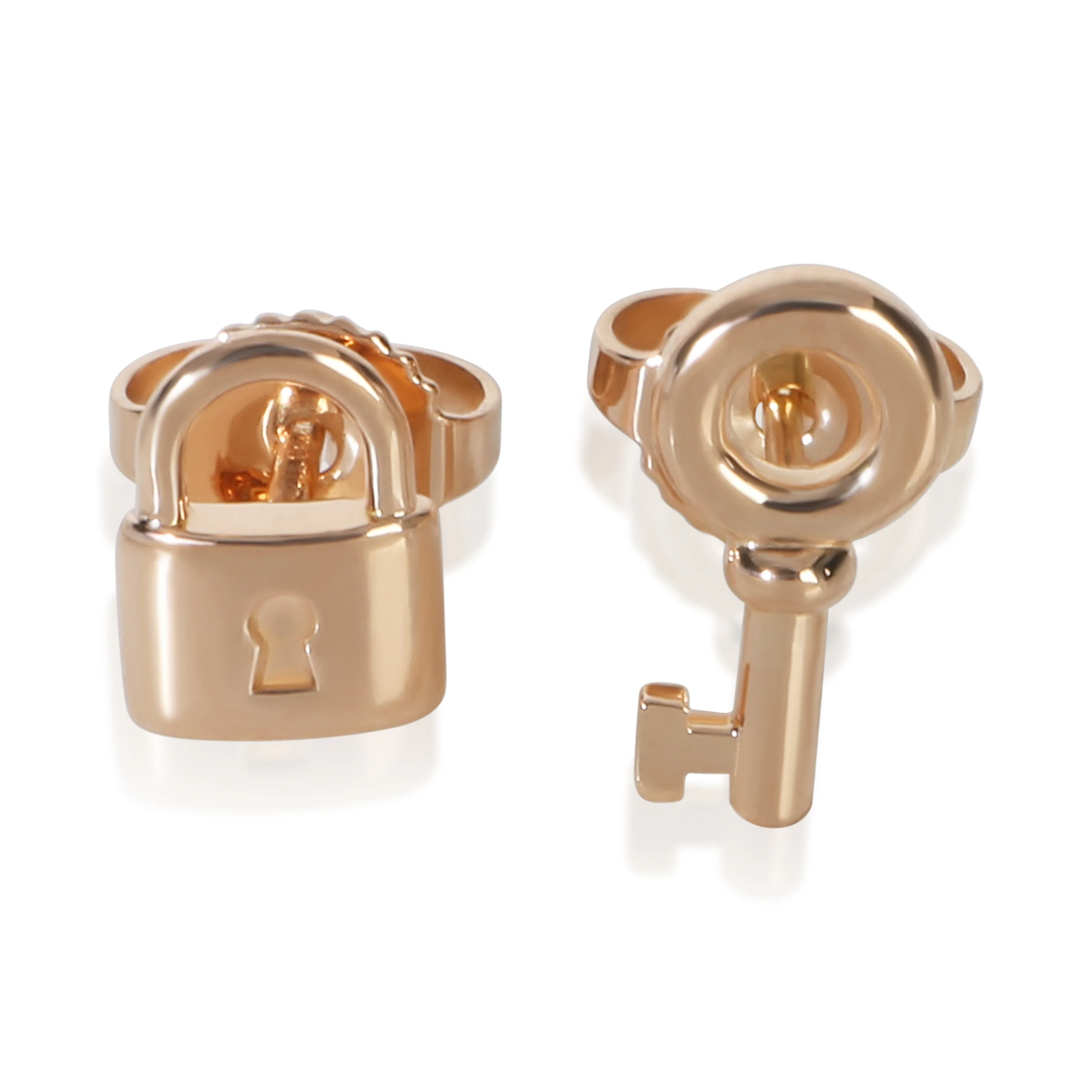 Rose Gold  Mini Lock & Key Stud Earrings - Image 2