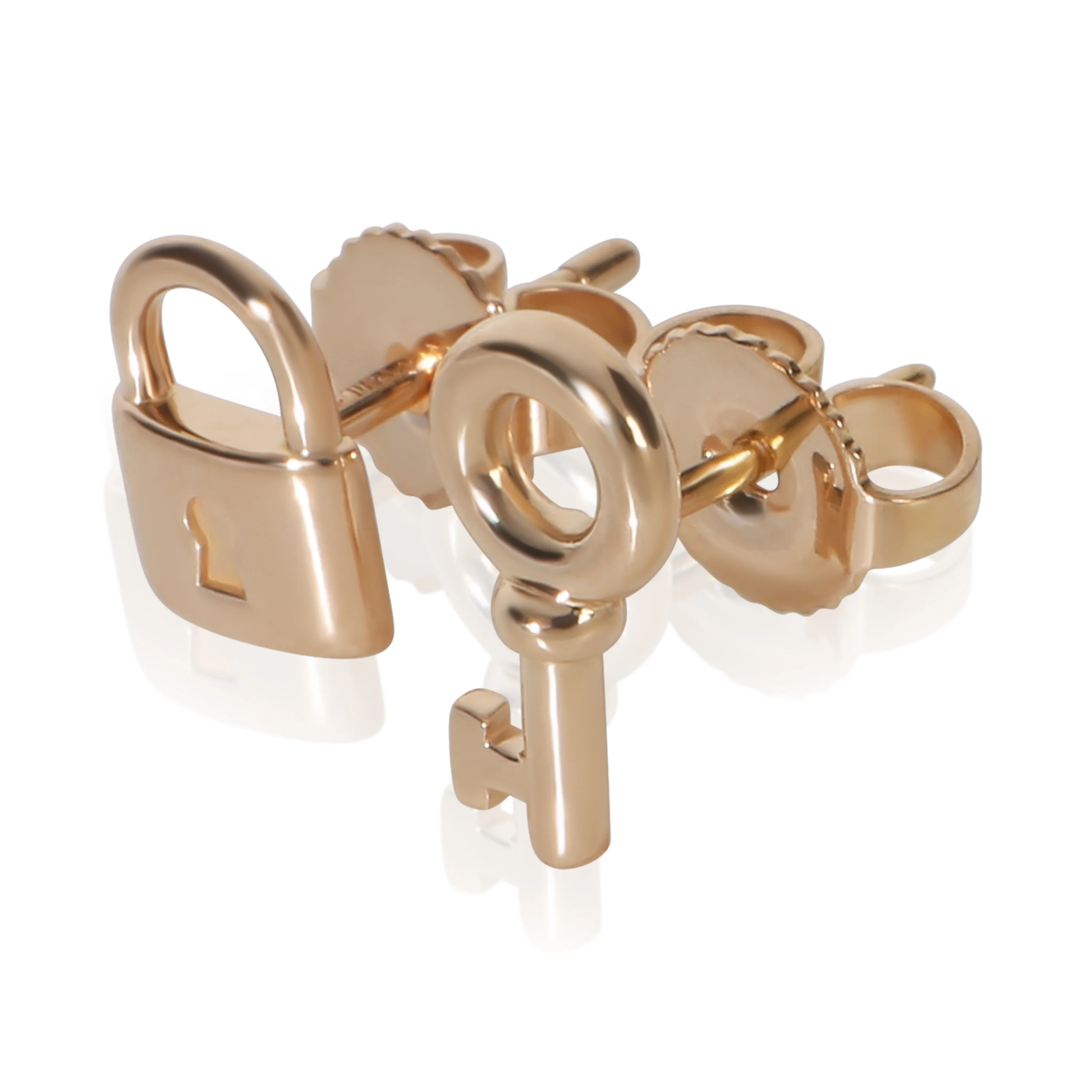 Rose Gold  Mini Lock & Key Stud Earrings - Image 3