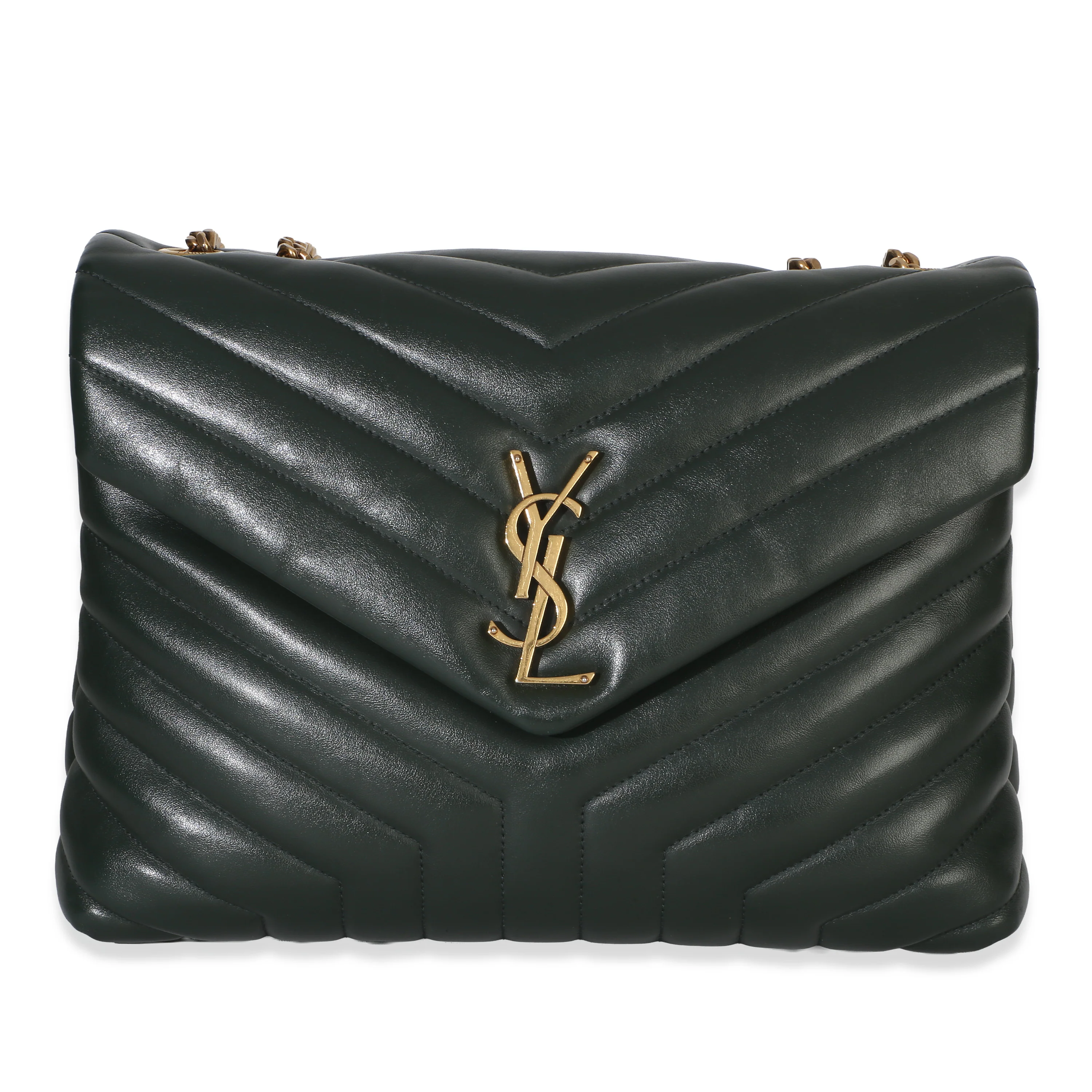 Green Calfskin Y Quilted Monogram Medium Loulou Chain