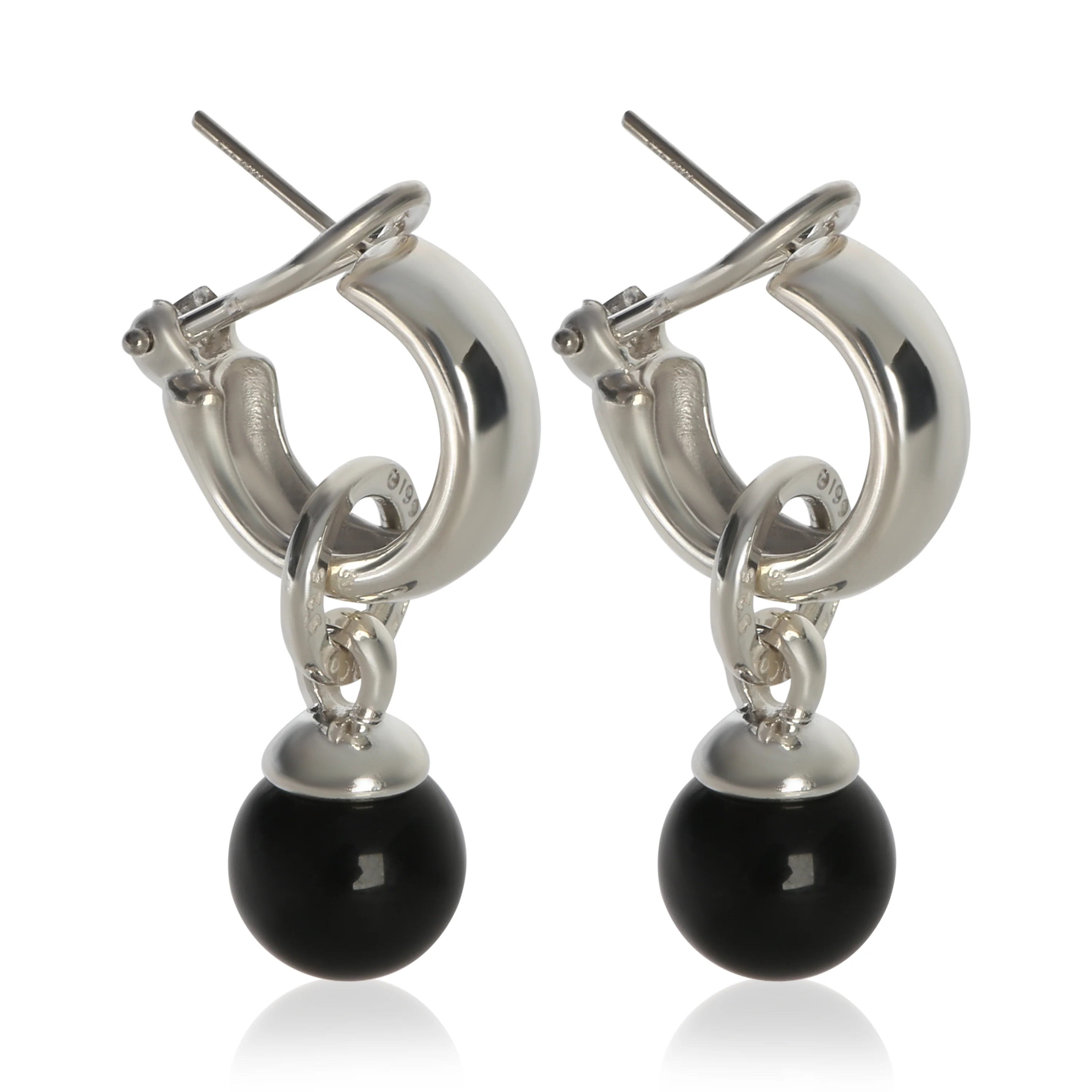 Sterling Silver Onyx Vintage Onyx Drop Earrings - Image 2