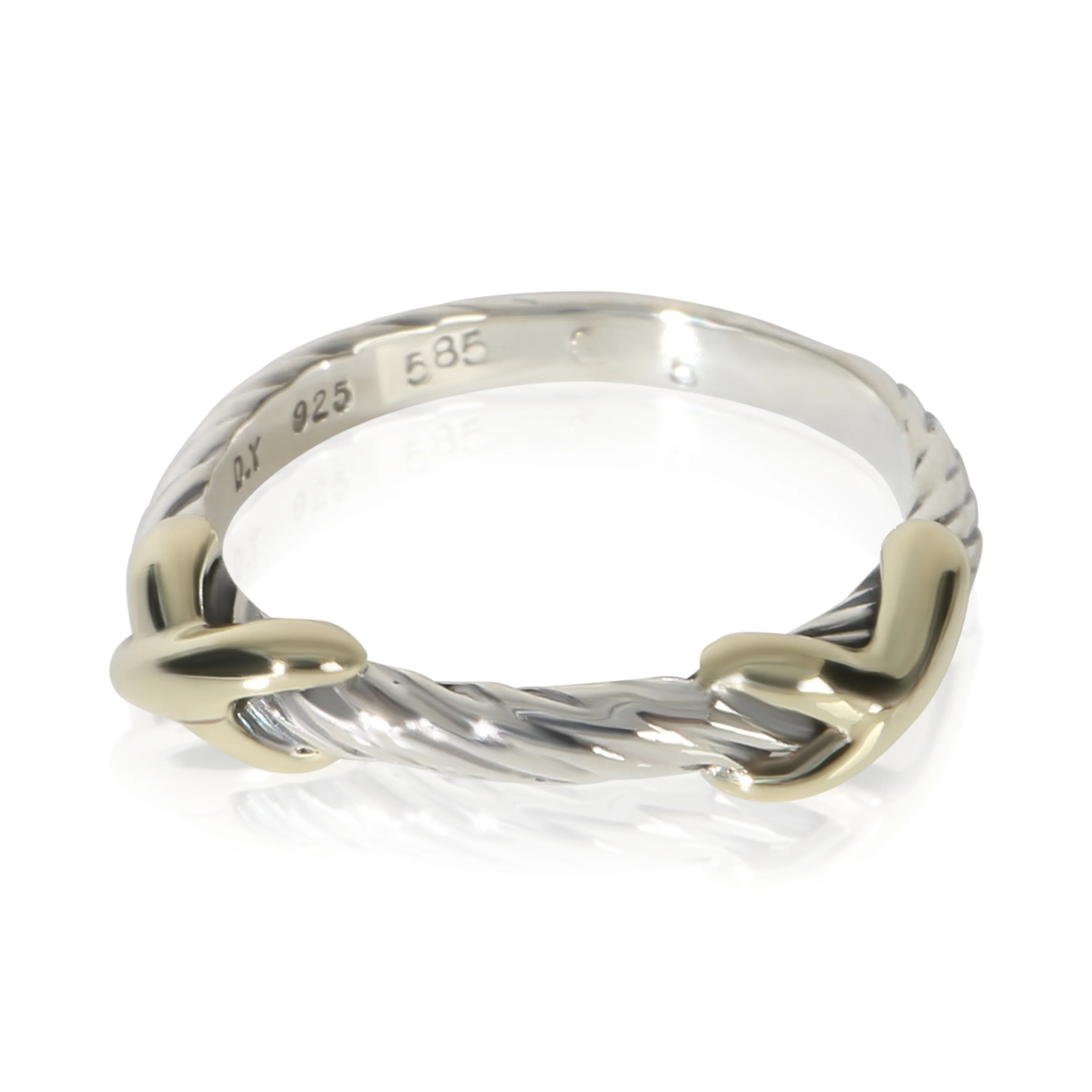Yellow Gold & Sterling Silver Cable X Ring